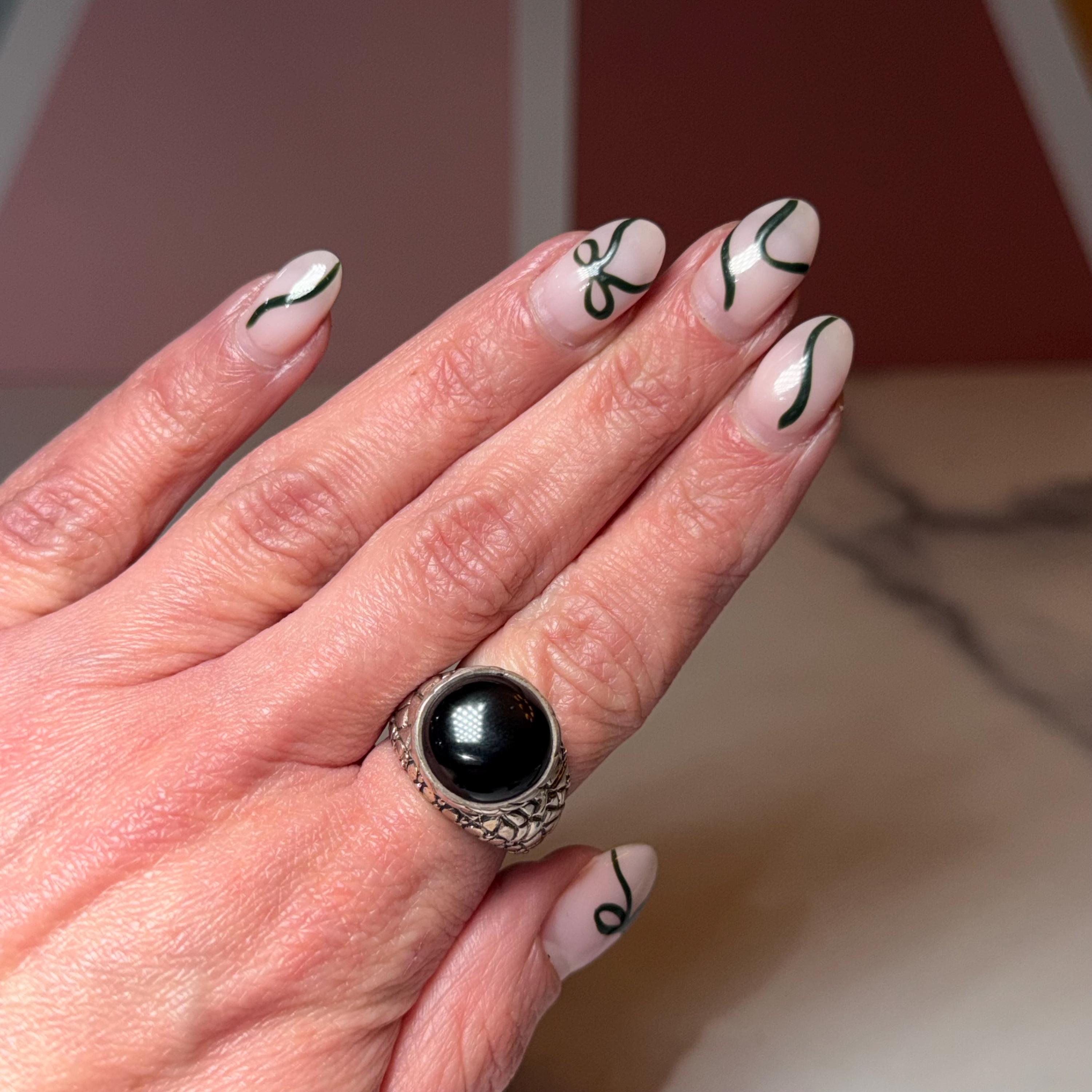 Black Onyx Sterling Silver Ring, Classic Statement Jewelry, Minimalist Design (size 7) 4
