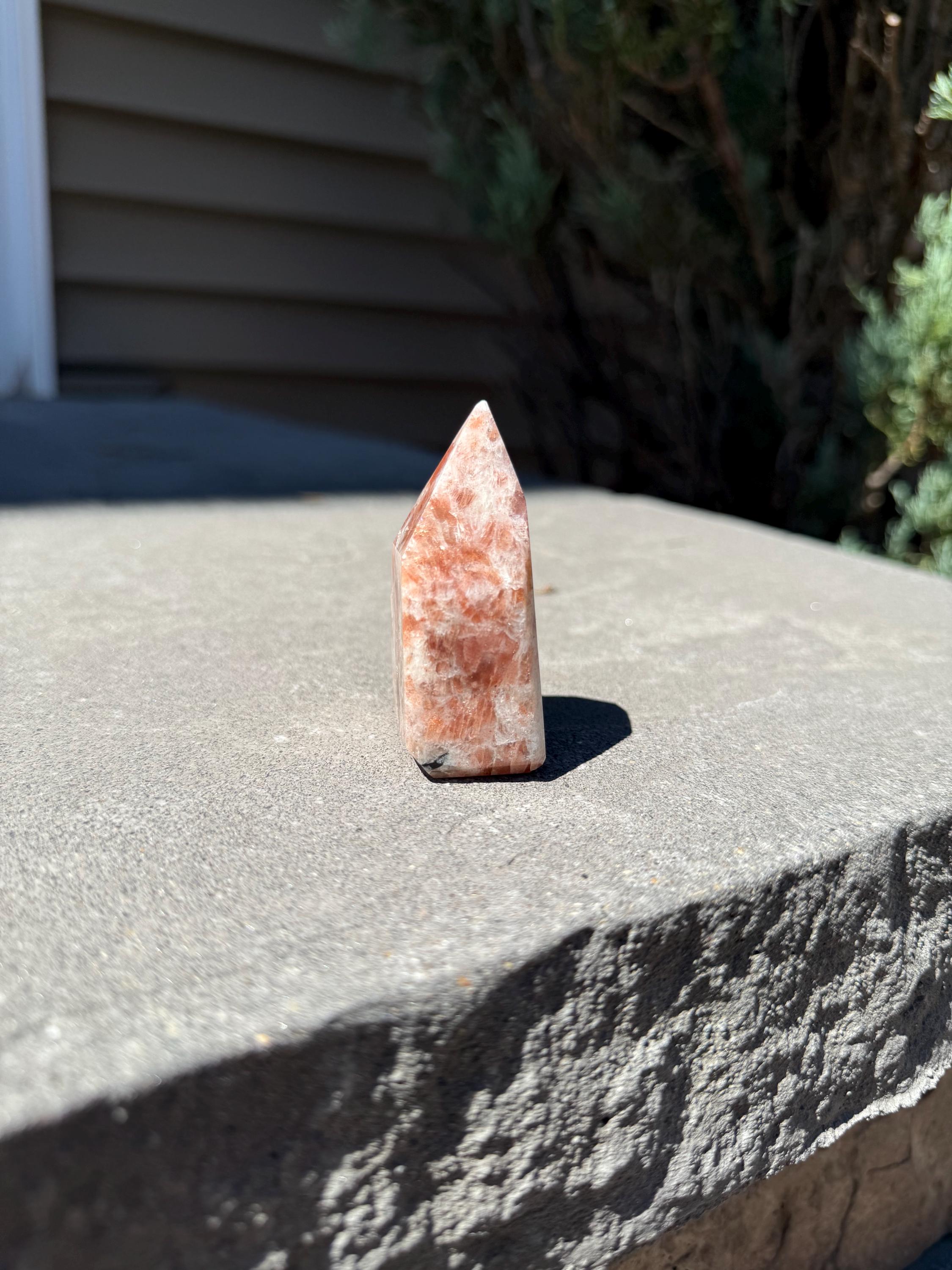 Flashy Sunstone Crystal Point Tower, Natural Mineral Decor, Healing Obelisk (Approx. 4oz) 6