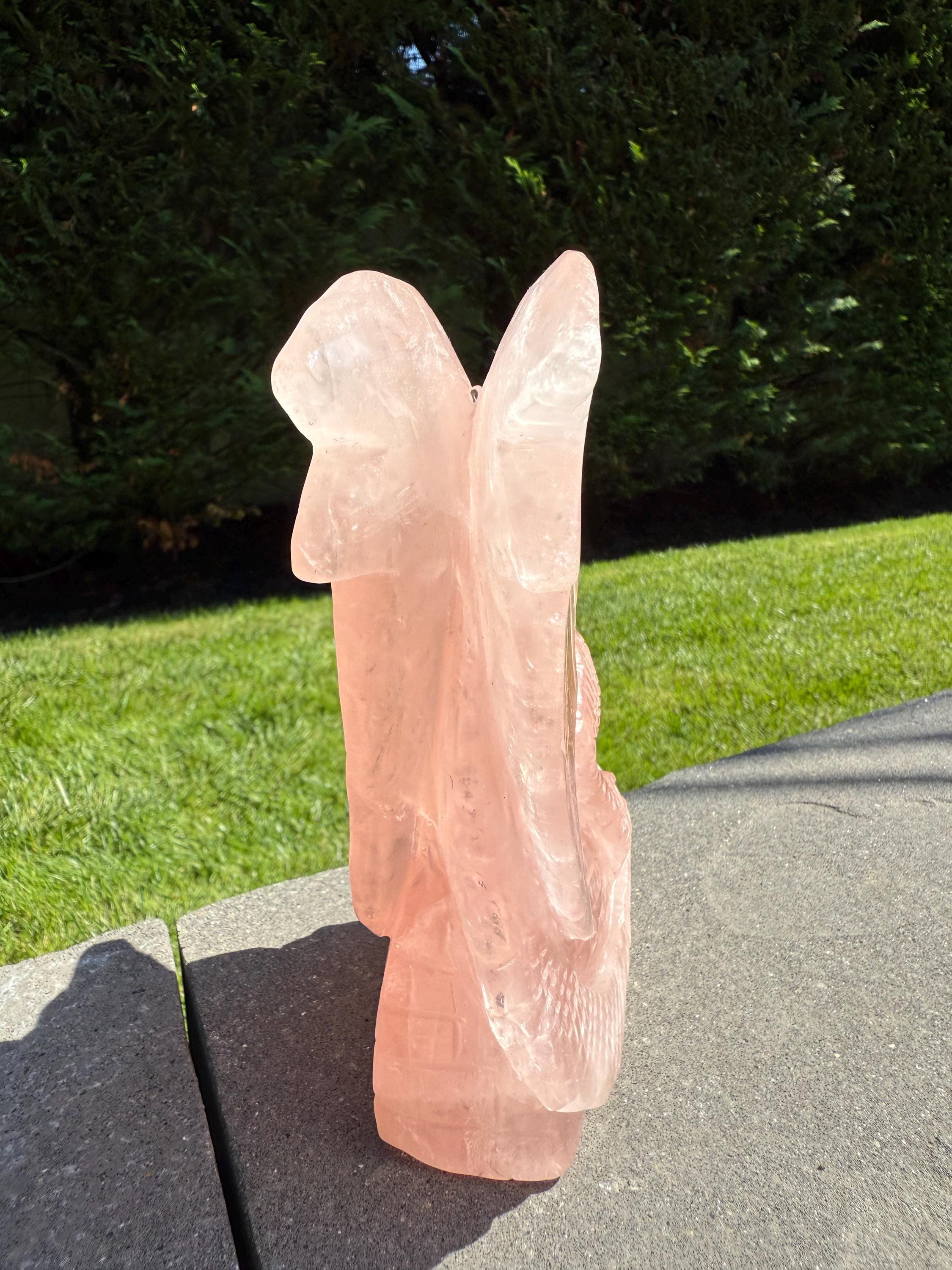 Large Rose Quartz Dragon Carving • Hand-Carved Crystal Guardian Sculpture 5
