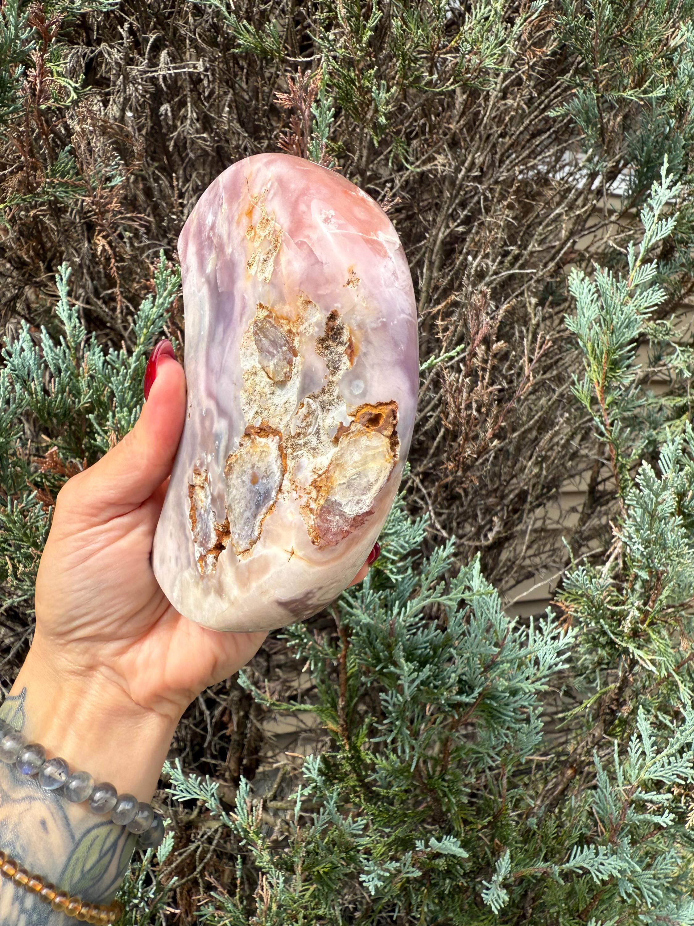 Pink Amethyst Druzy Moon Carving • Celestial Crystal Stand Display 8