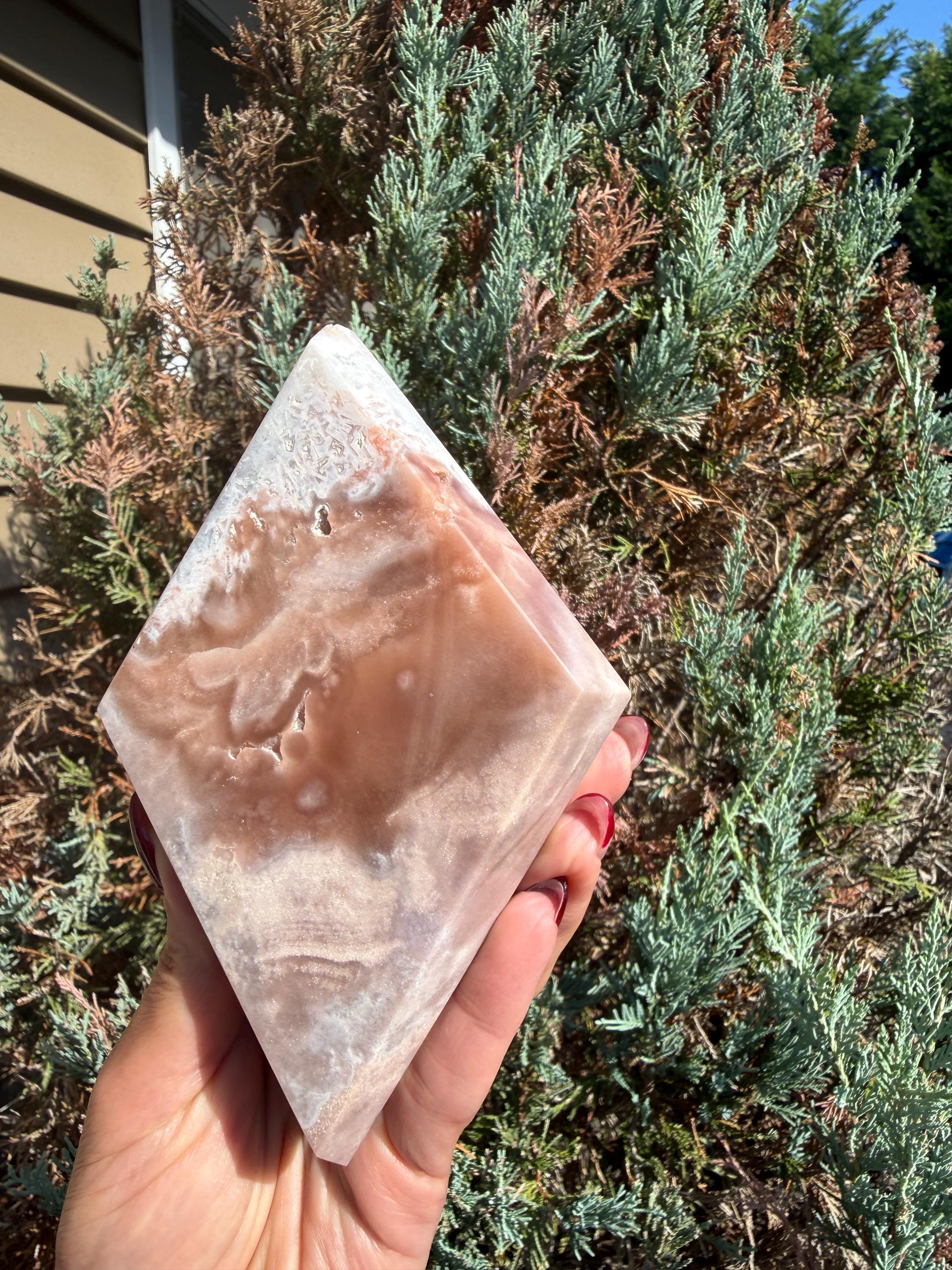 Pink Amethyst Diamond Carving • Crystal Freeform • Druzy Quartz Stone • Healing Crystal Decor • Mineral Sculpture 10