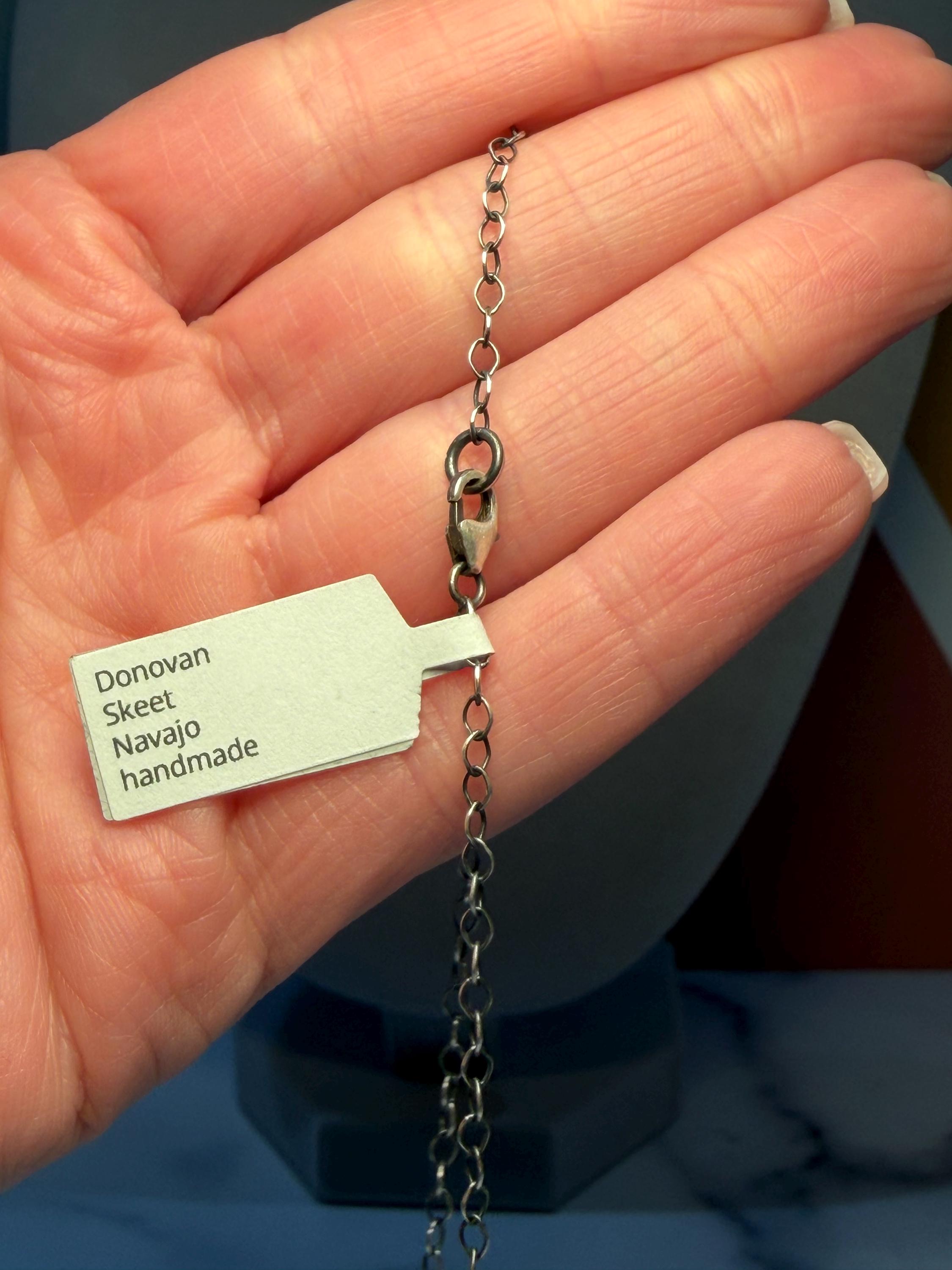 Donovan Skeets Kingman Turquoise Bar Necklace, Sterling Silver Southwest Stamped 925 6