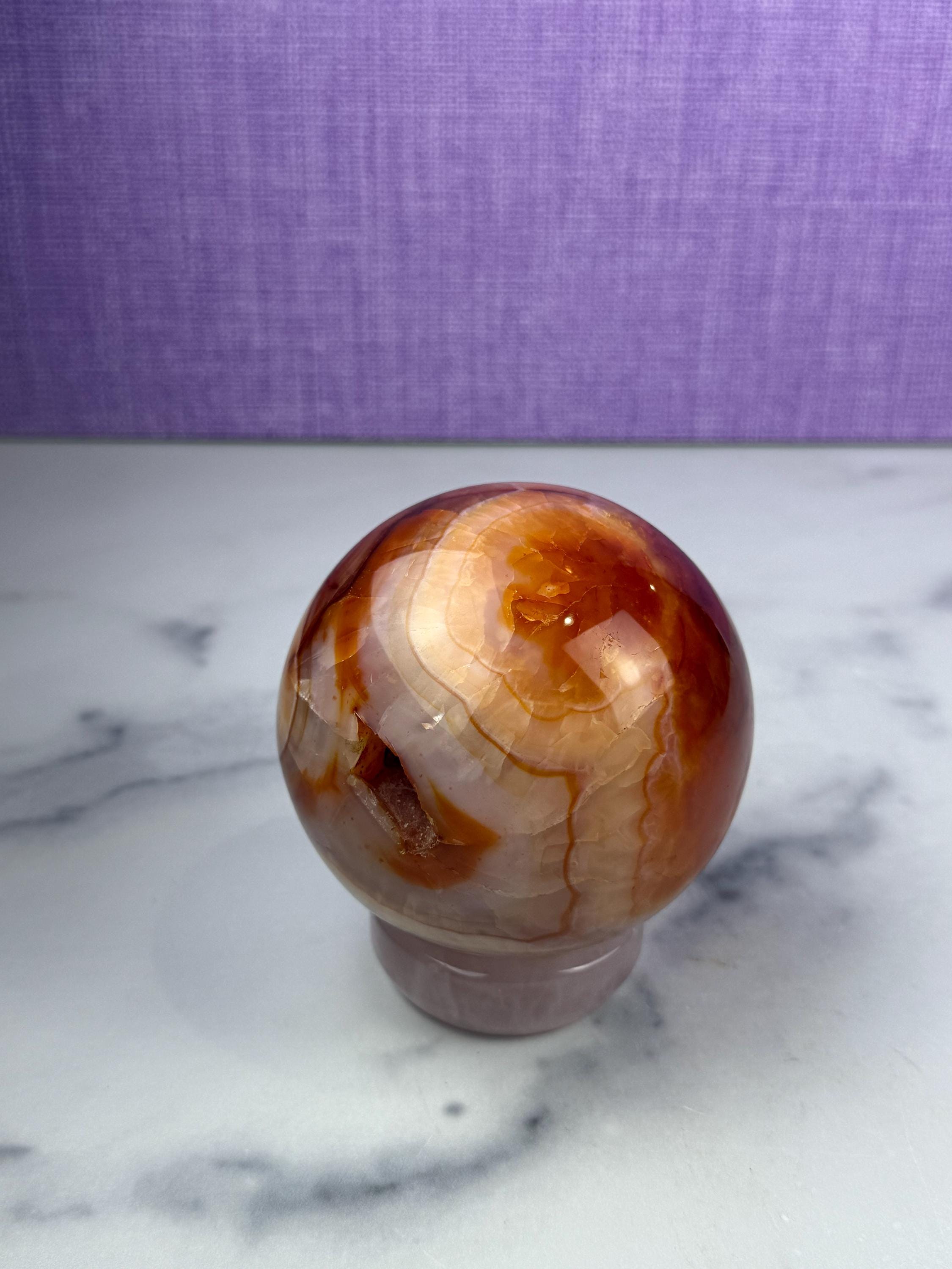 Druzy Carnelian Crystal Sphere: Natural Sparkle • Statement Sphere • Grounding Energy 8