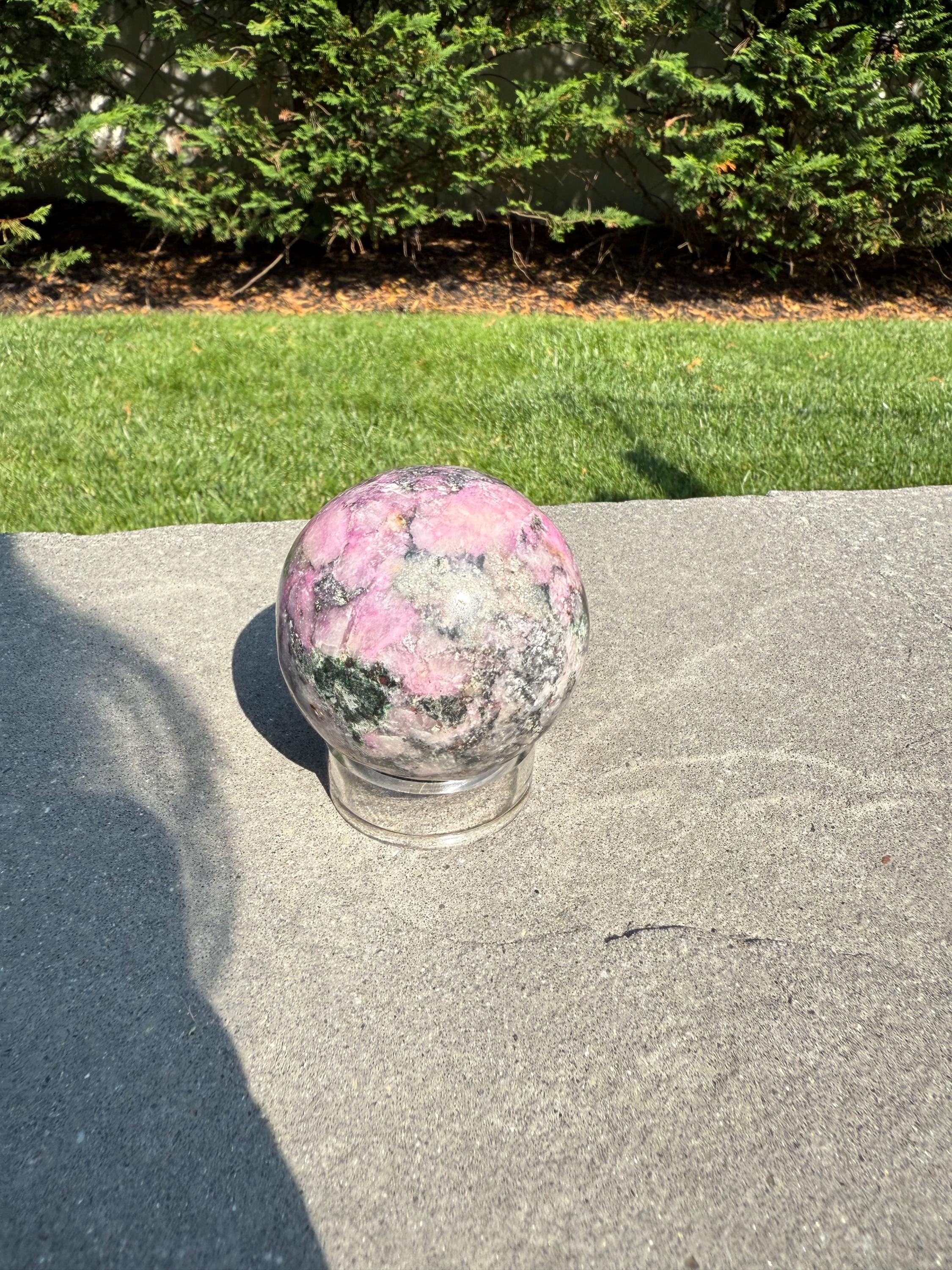 Cobaltoan Calcite Sphere • Pink Heart Chakra Crystal • Emotional Healing Stone (62MM) 7