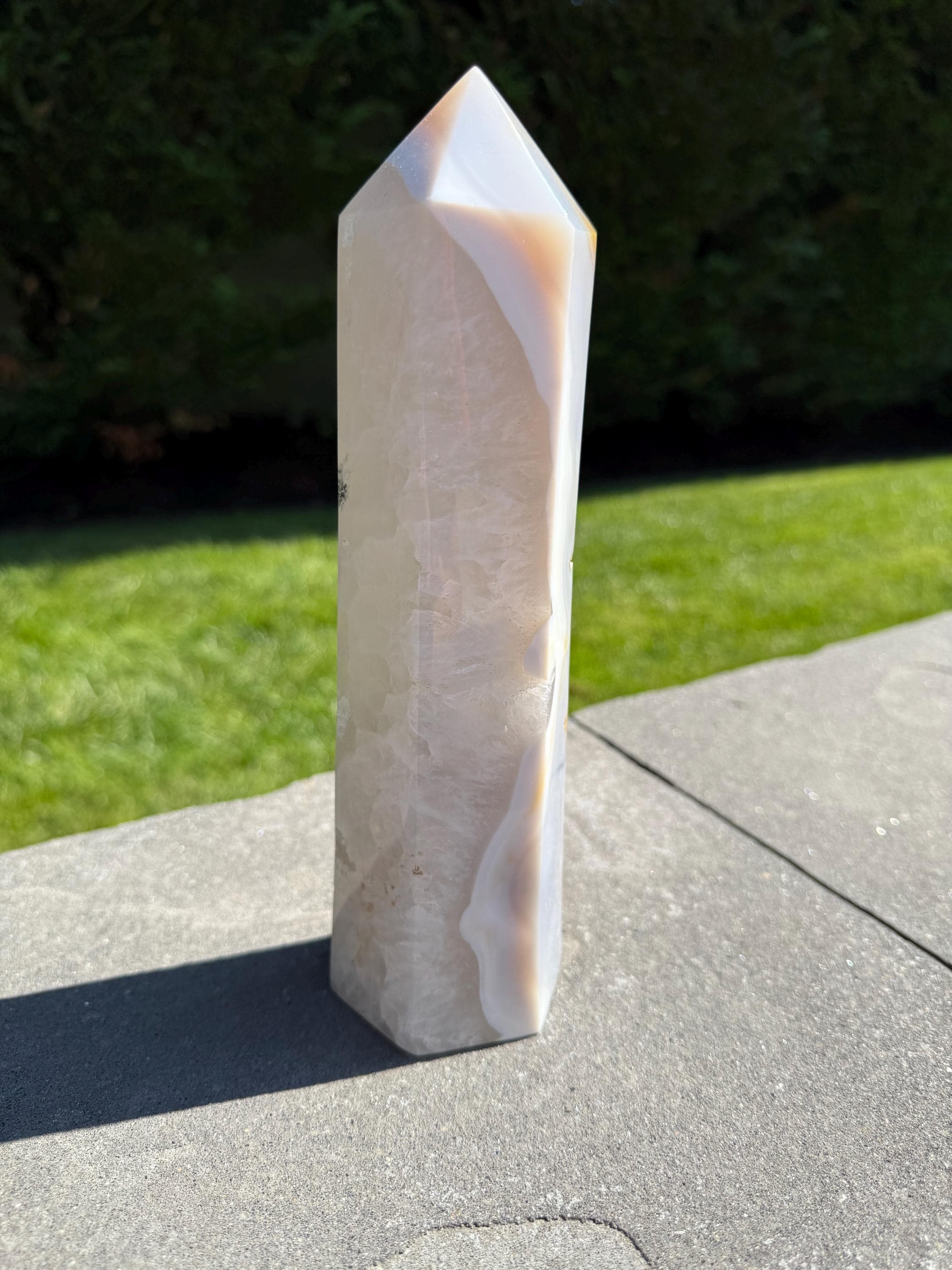 XL Blue Banded Agate Quartz Crystal Tower • Polished Point, Natural Mineral Specimen 6