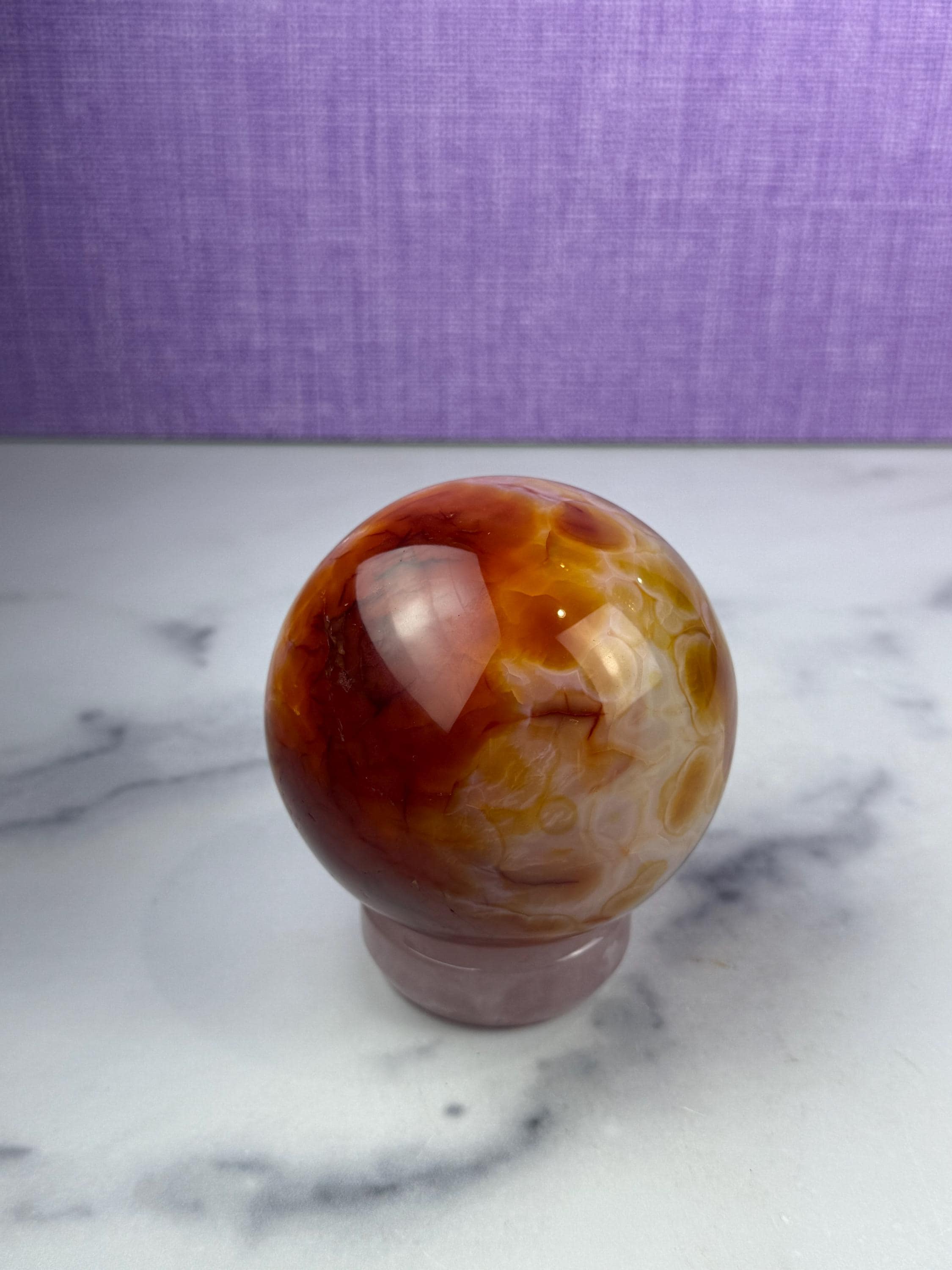 Druzy Carnelian Crystal Sphere: Natural Sparkle • Statement Sphere • Grounding Energy 10