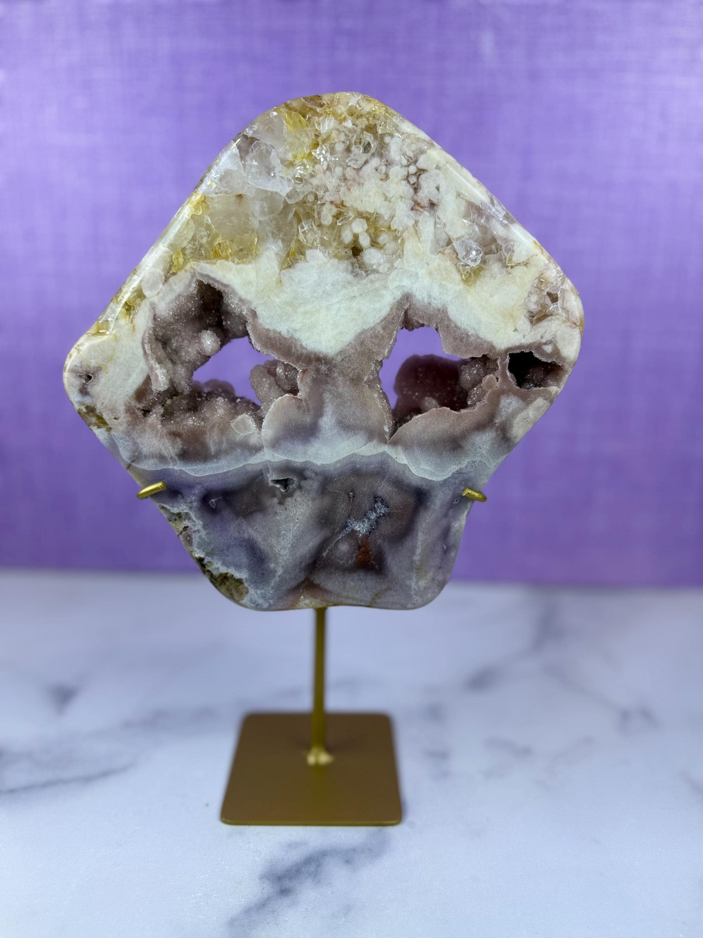 Pink Purple Amethyst Druzy Crystal Display on Stand from Brazil • Sparkling Mineral Specimen