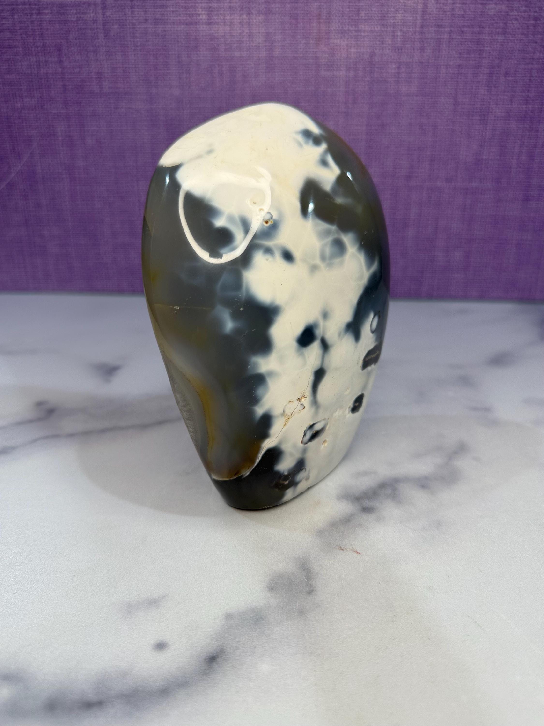 Orca Agate Freeform, Madagascar Dendritic Crystal, Spiritual Healing Stone Decor 9