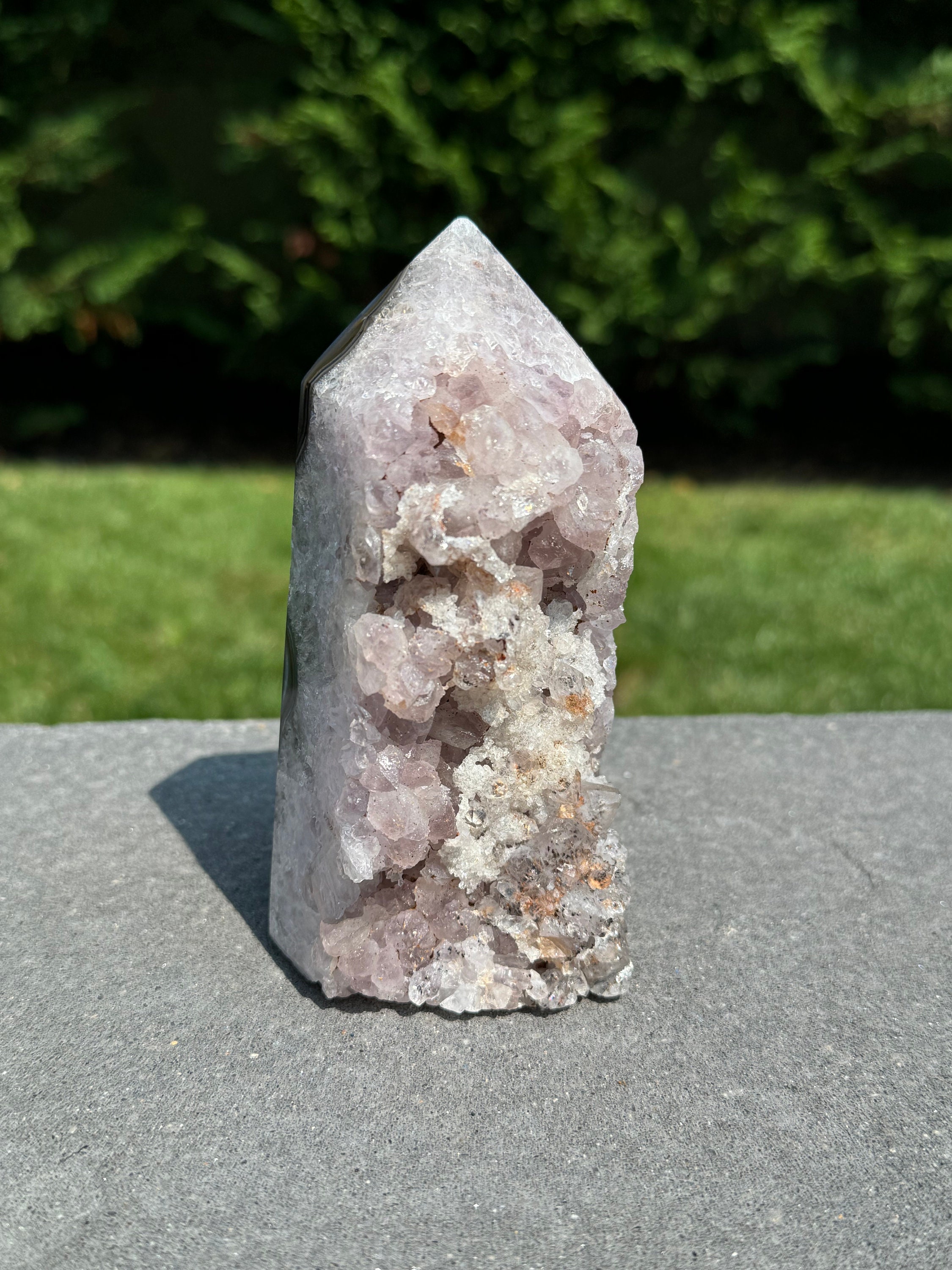 Purple Amethyst Crystal Tower • Banded Sugar Druzy • Polished Point Healing Stone 9