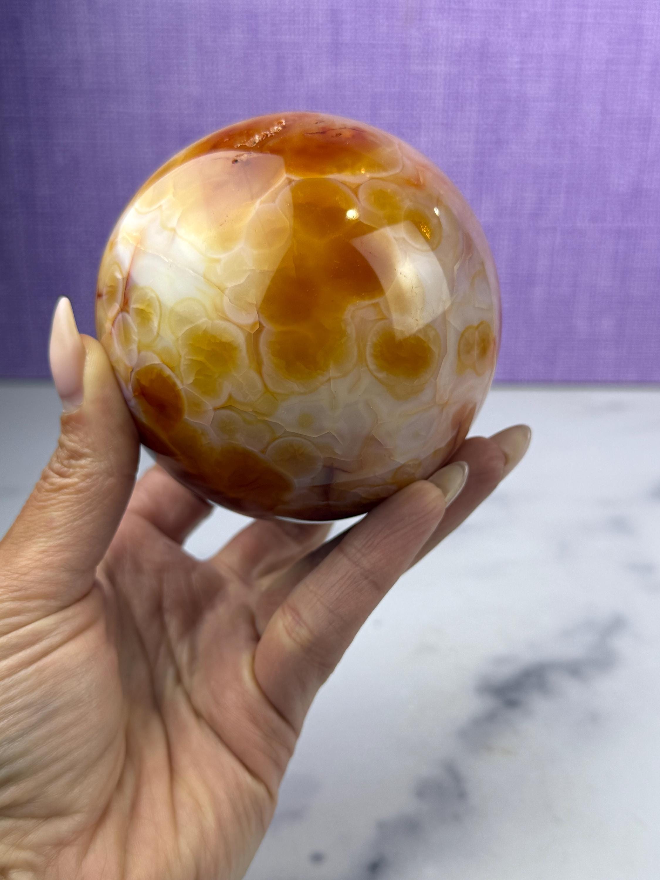 Druzy Carnelian Crystal Sphere: Natural Sparkle • Statement Sphere • Grounding Energy