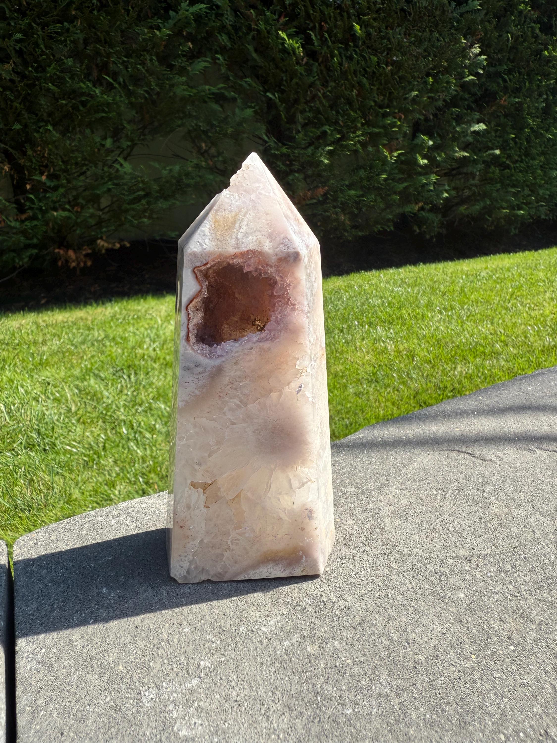 Pink Amethyst Druzy Crystal Obelisk • Healing Quartz Tower, Spiritual Decor