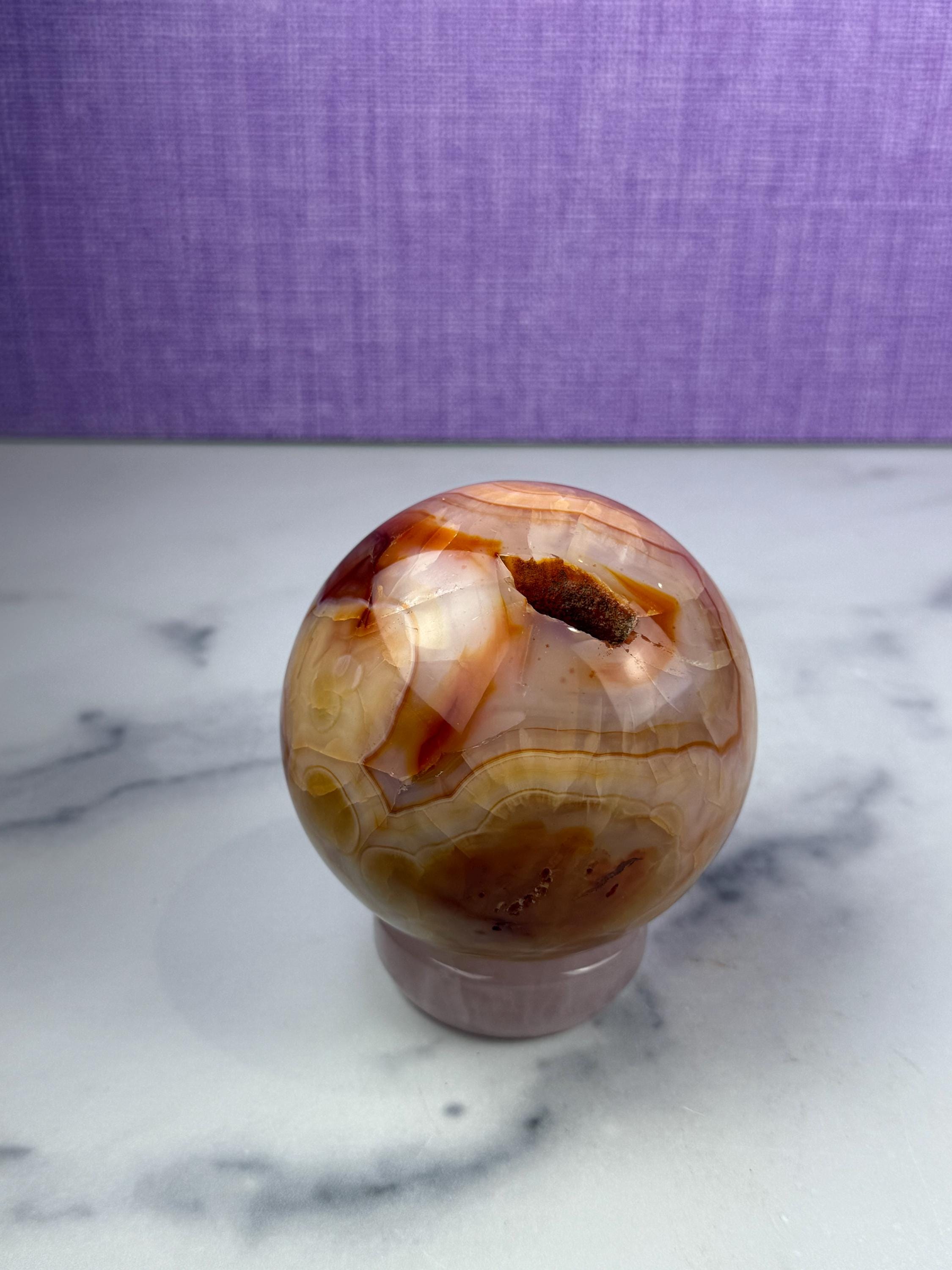 Druzy Carnelian Crystal Sphere: Natural Sparkle • Statement Sphere • Grounding Energy 7