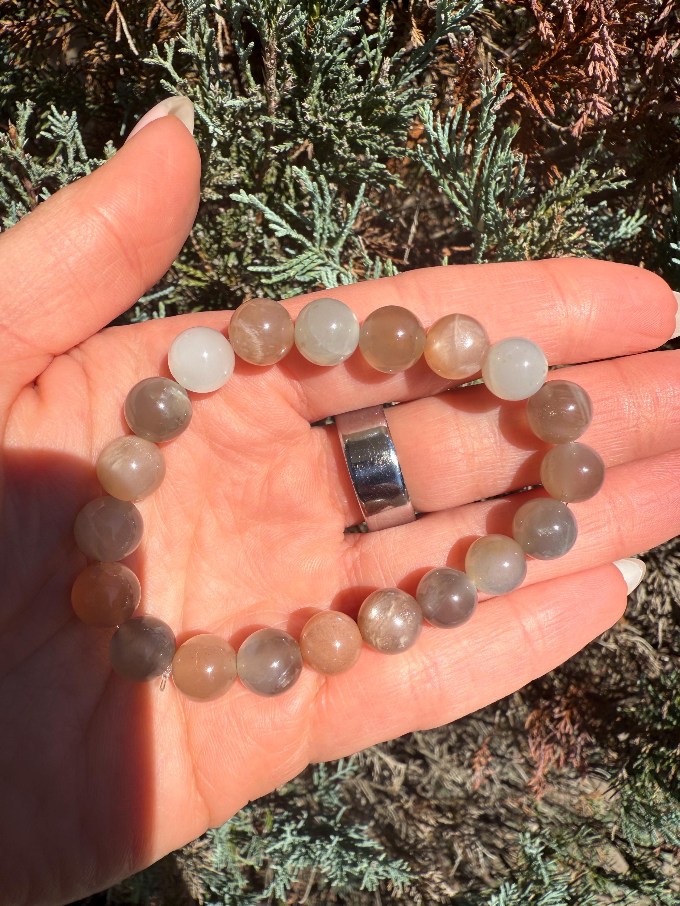 Assorted Moonstone Stretch Beaded Bracelet, Intuition Balance Crystal Jewelry (9mm) 3