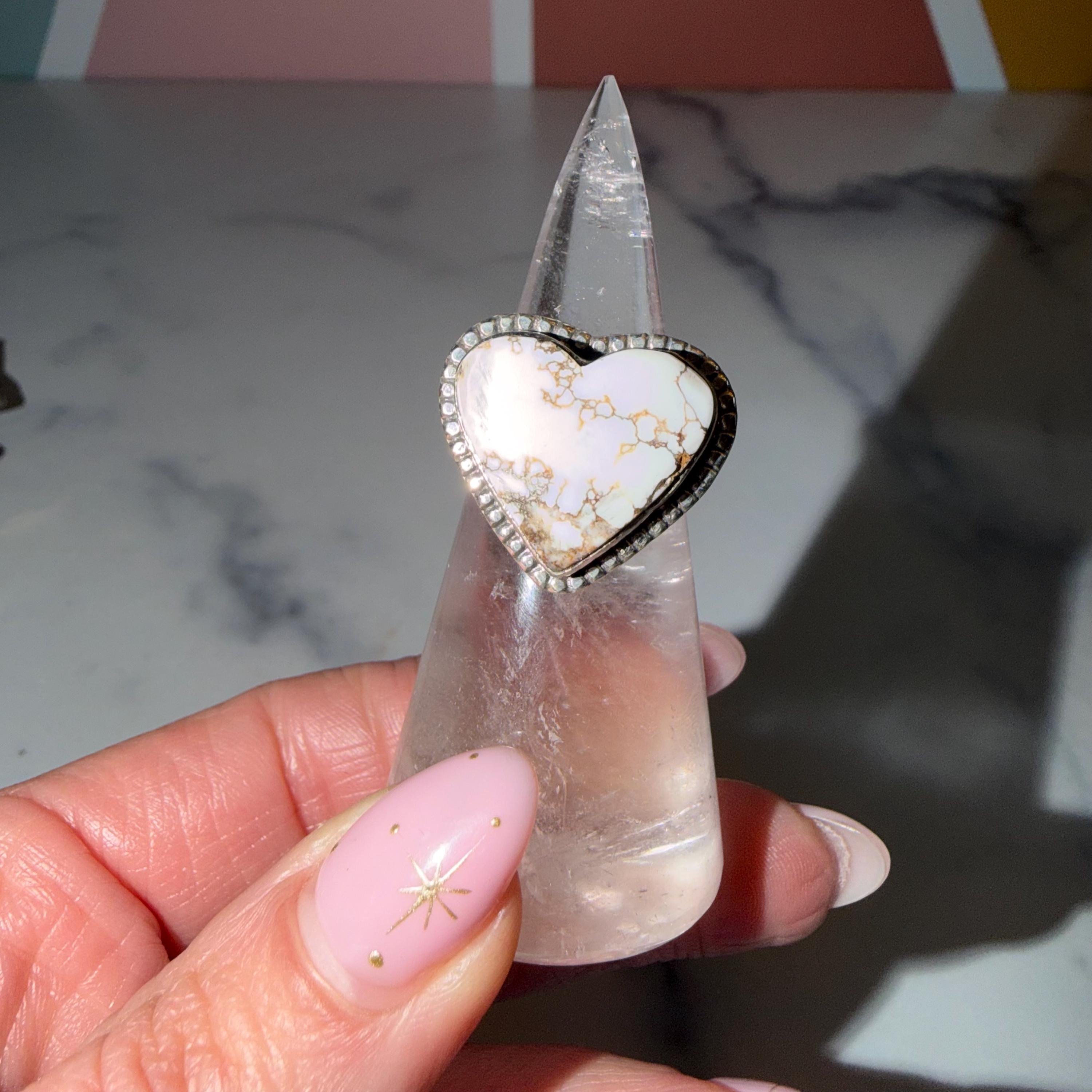Wild Horse Heart Ring, Sterling Silver, Boho Western Statement Jewelry, Size 6.5 2