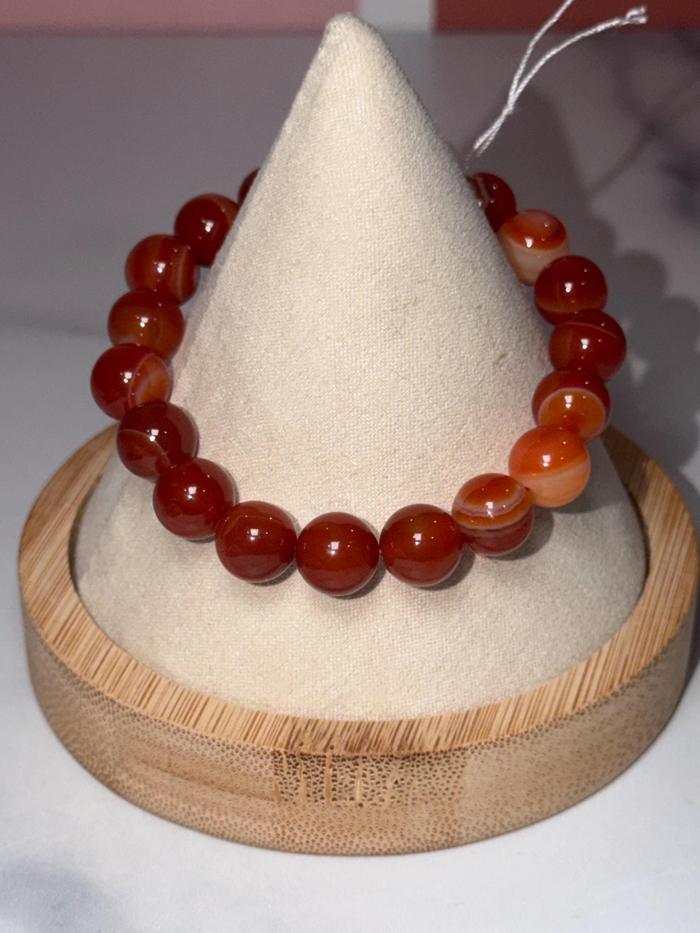 Carnelian Crystal Stretch Beaded Bracelet, Bold Energy, Confidence Jewelry (10mm) 2