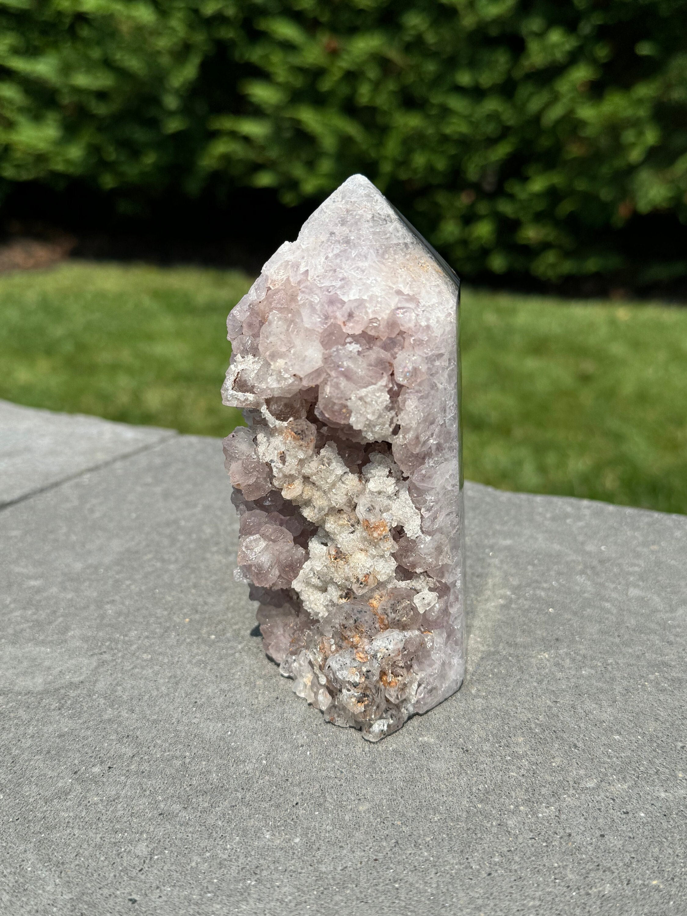 Purple Amethyst Crystal Tower • Banded Sugar Druzy • Polished Point Healing Stone 2
