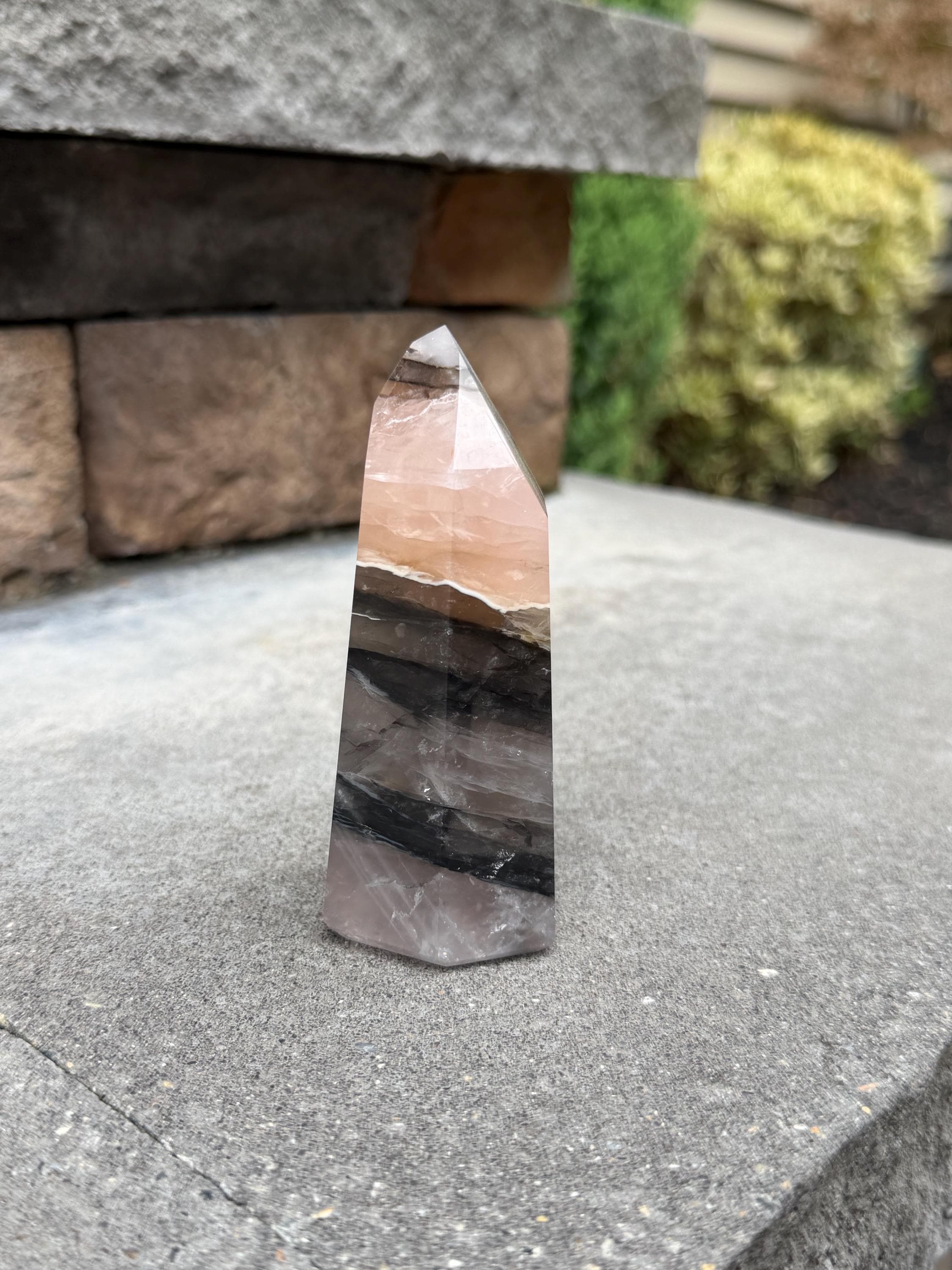 Rose Quartz Tower with Black Mineral Inclusions 10