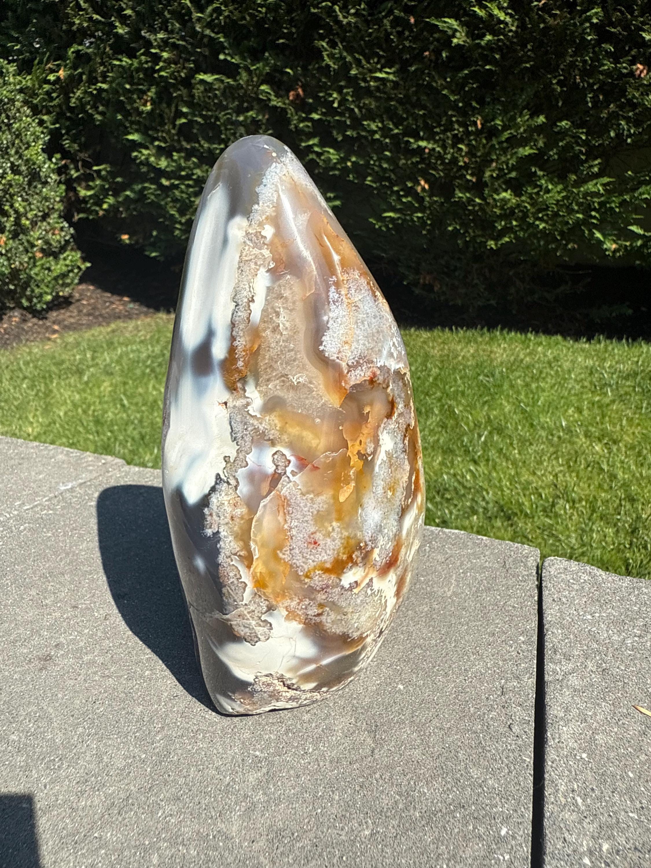 XL Orca Agate Moss Agate Druzy Freeform Statement Crystal Home Decor 7