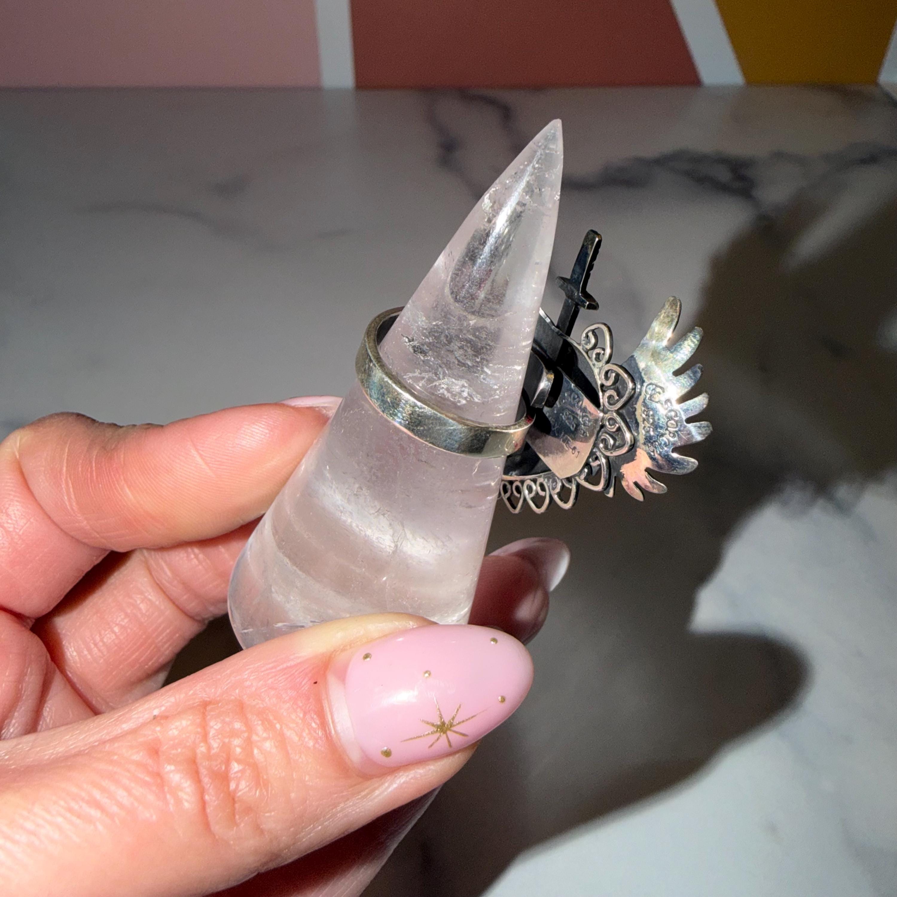 Sacred Heart Dagger Ring • 925 Sterling Silver • Adjustable Size • Gothic Statement Ring • Religious Jewelry 5