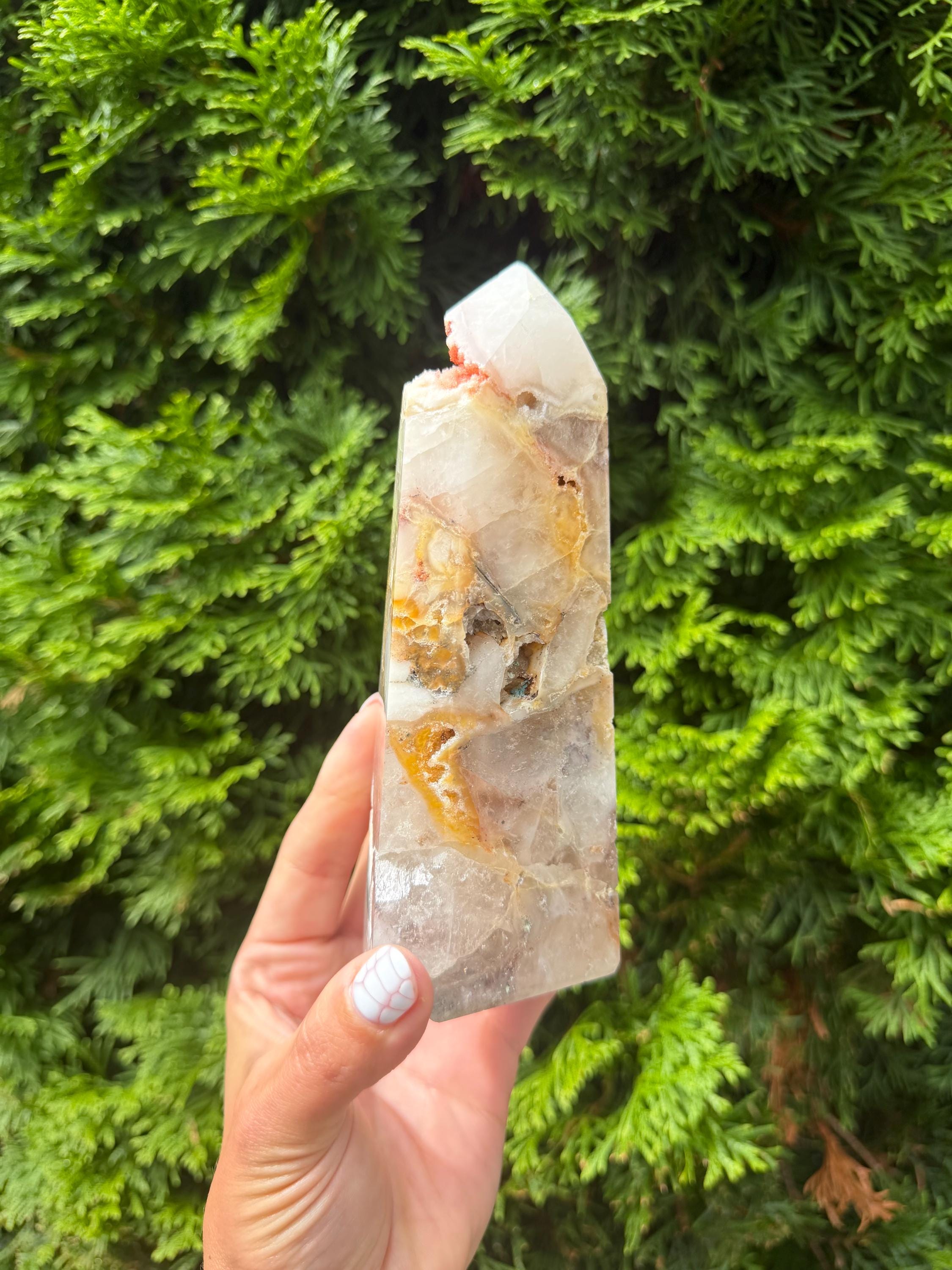 Mosaic Quartz Tower with Pink Druzy Crystal 6