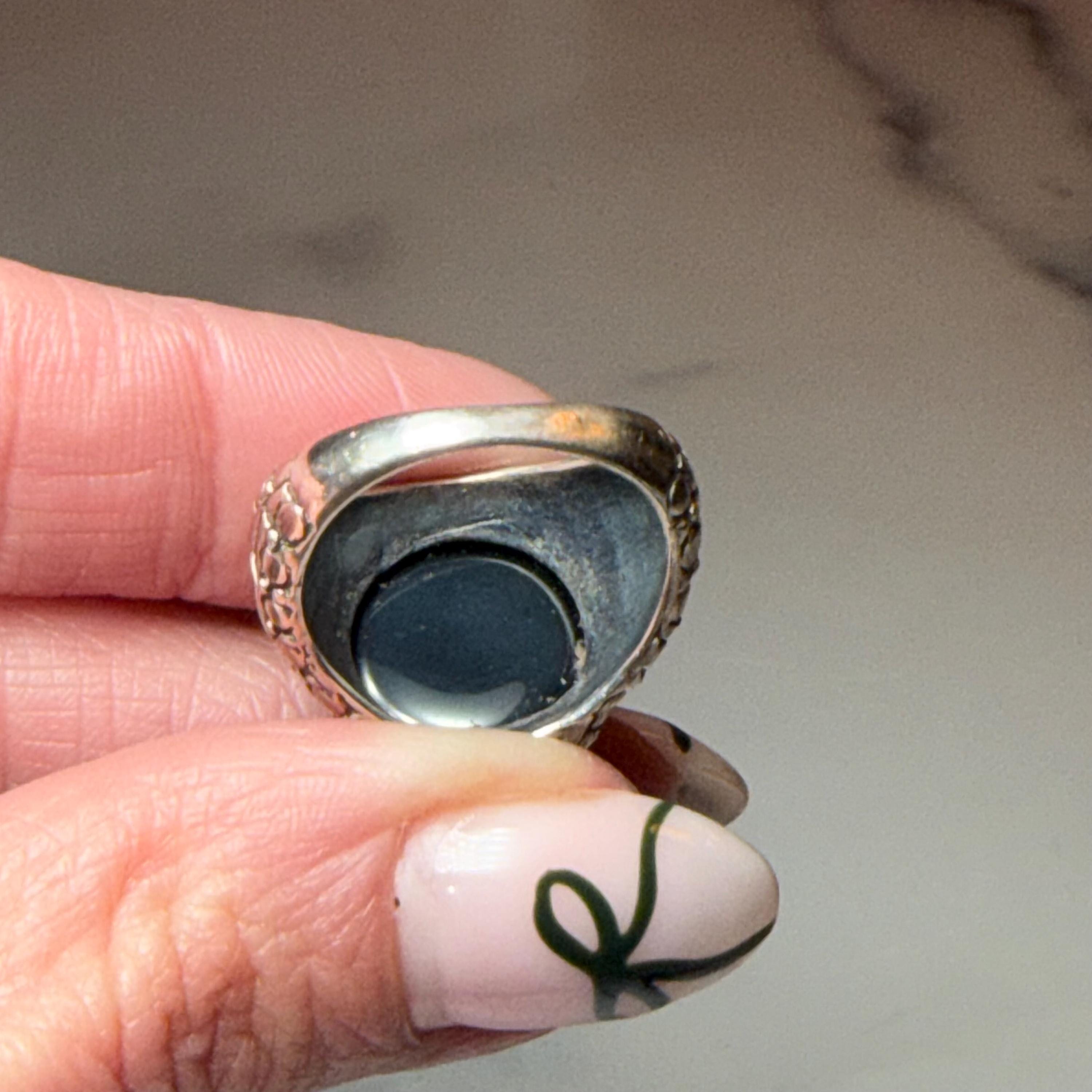 Black Onyx Sterling Silver Ring, Classic Statement Jewelry, Minimalist Design (size 7) 6