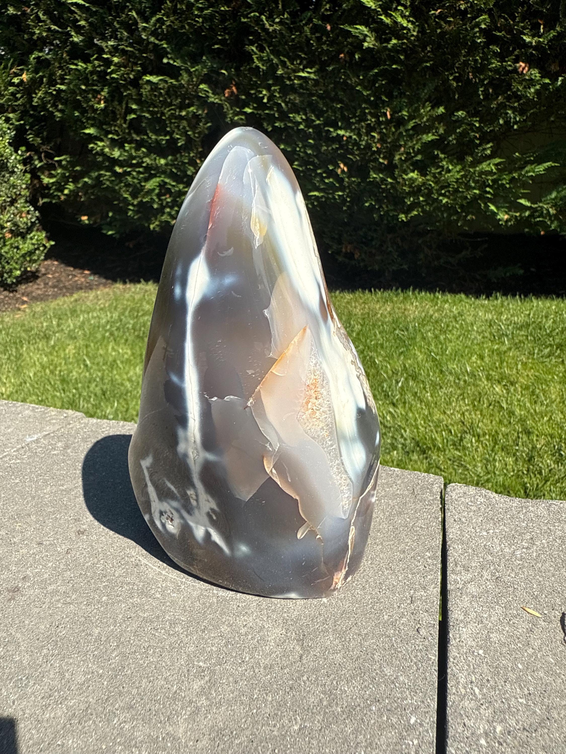 XL Orca Agate Moss Agate Druzy Freeform Statement Crystal Home Decor 5