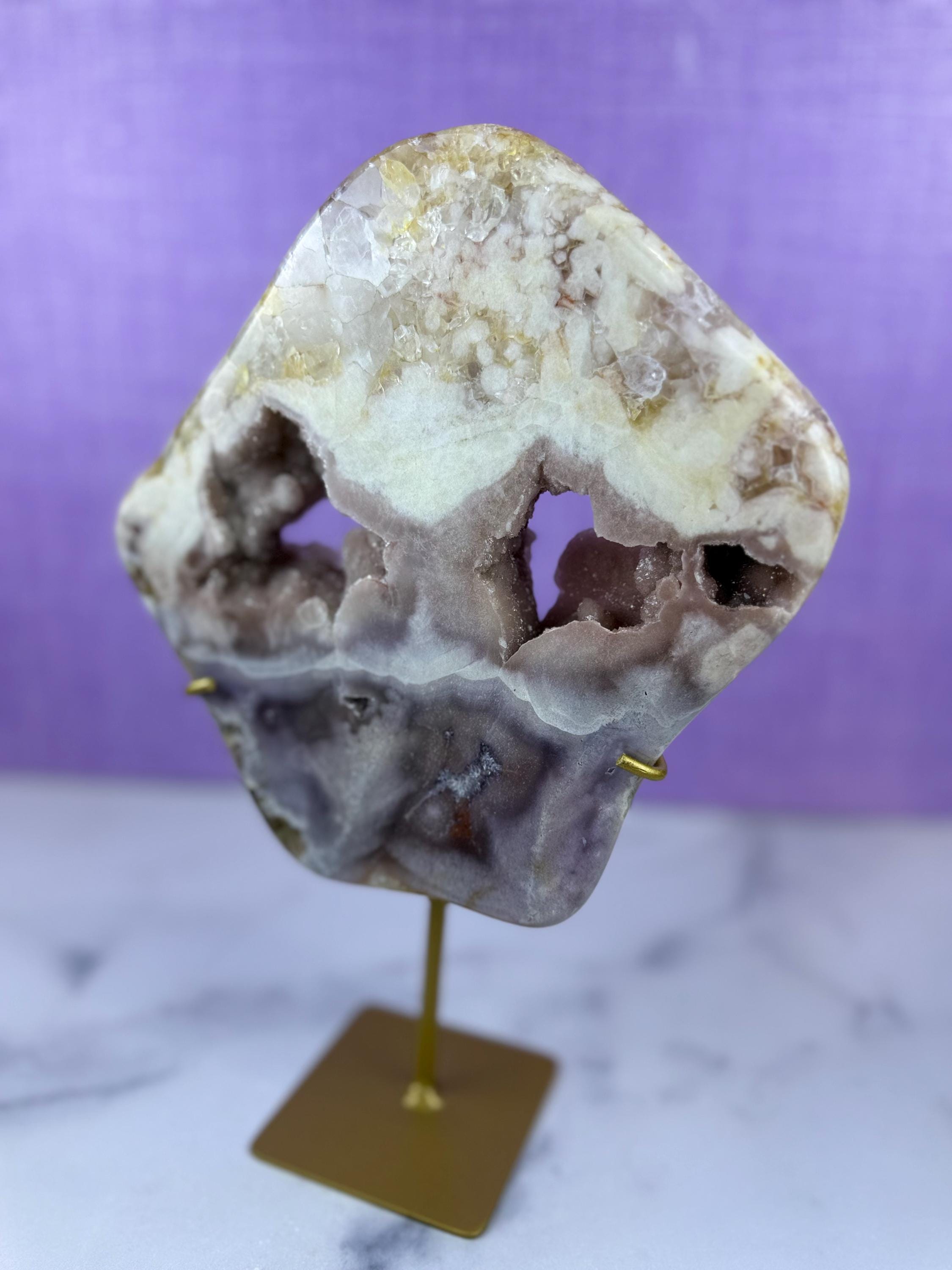 Pink Purple Amethyst Druzy Crystal Display on Stand from Brazil • Sparkling Mineral Specimen 15