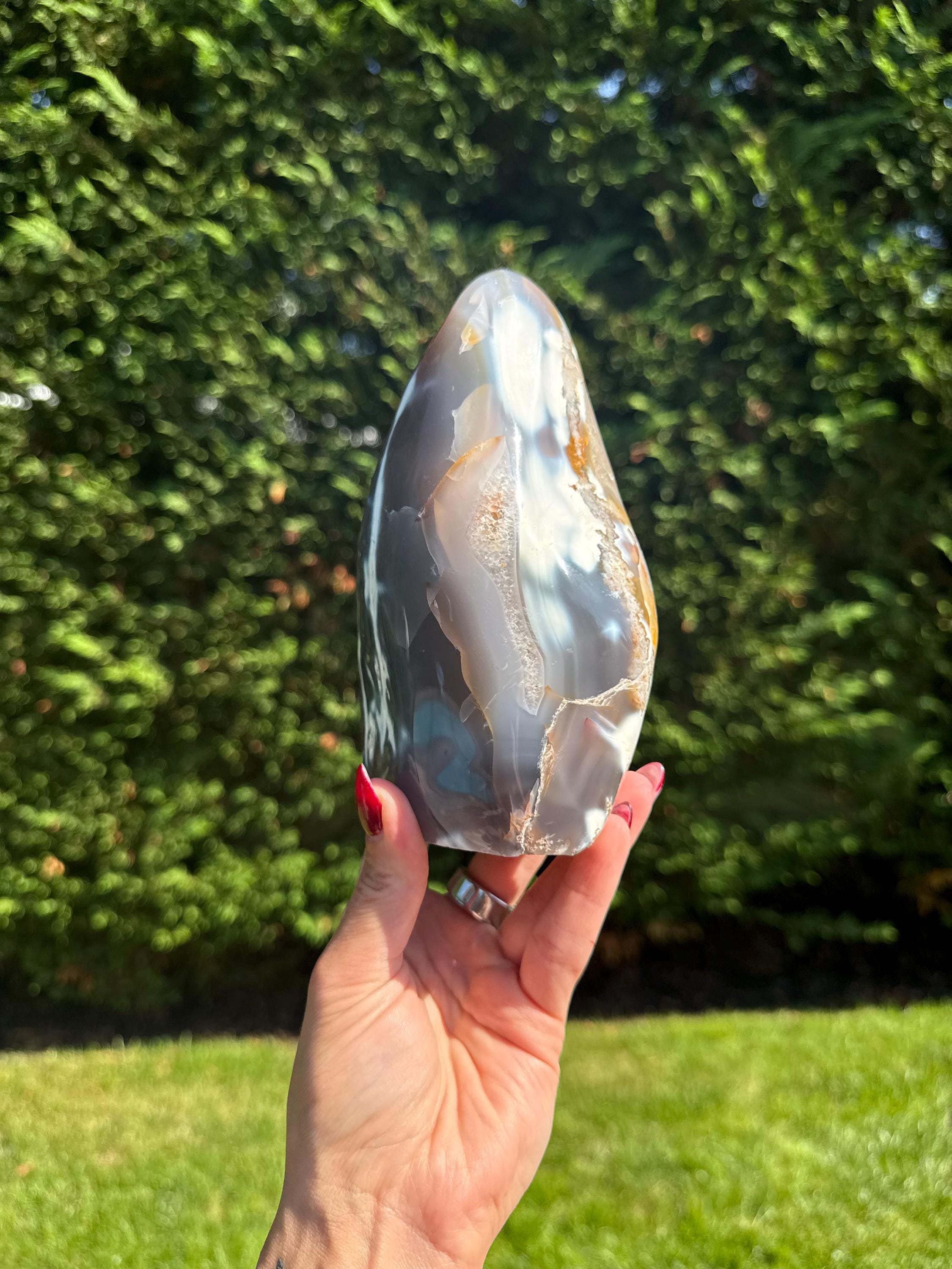 XL Orca Agate Moss Agate Druzy Freeform Statement Crystal Home Decor 10