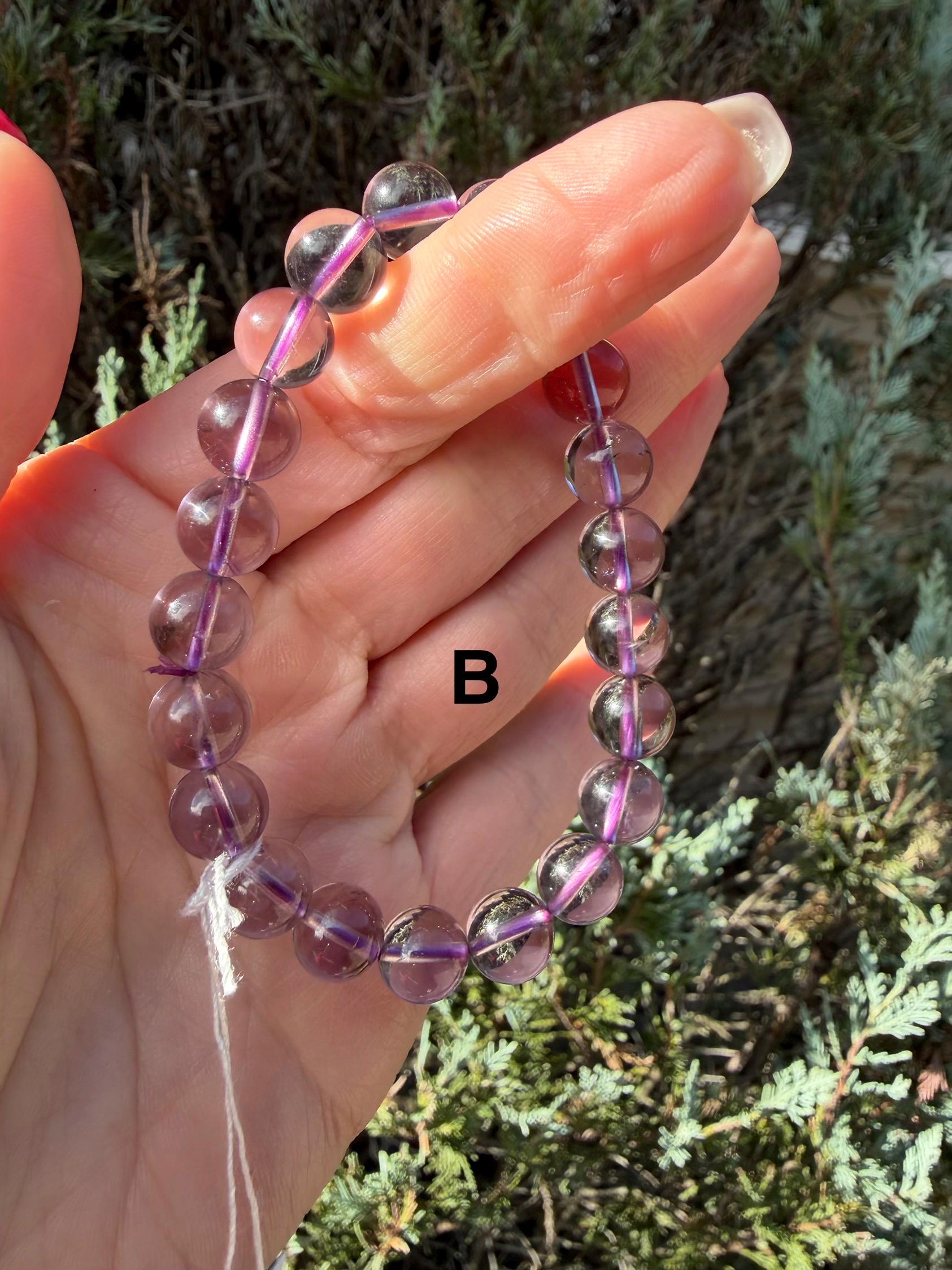 Natural Amethyst Crystal Beaded Bracelets • Polished Gemstone Healing Jewelry 11