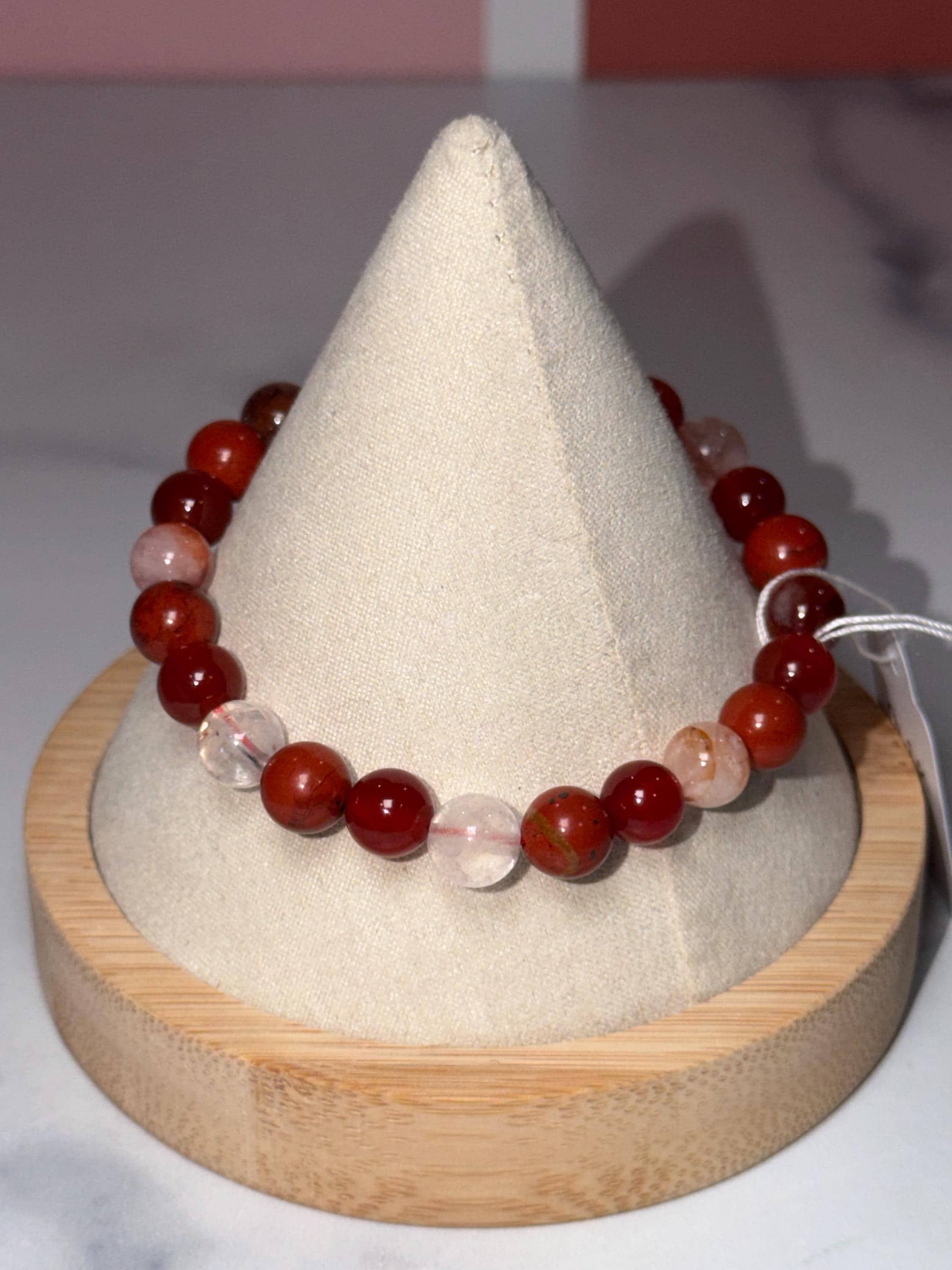 Carnelian, Fire Quartz, Red Jasper Beaded Bracelet, Earth Tone Gemstone Jewelry 2
