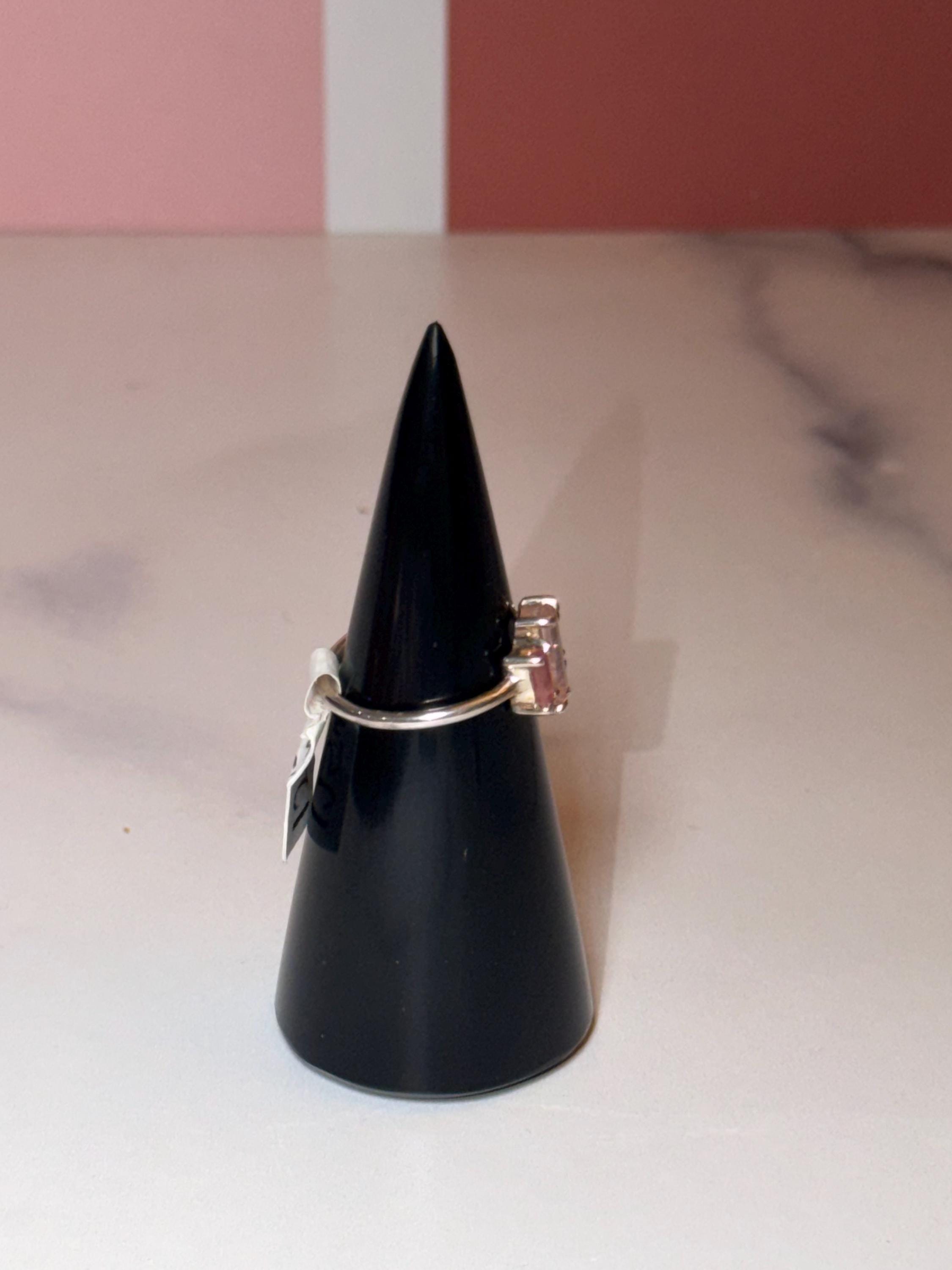 Faceted Pink Tourmaline Sterling Silver Ring • Dainty Boho Gemstone Jewelry (size 7) 7
