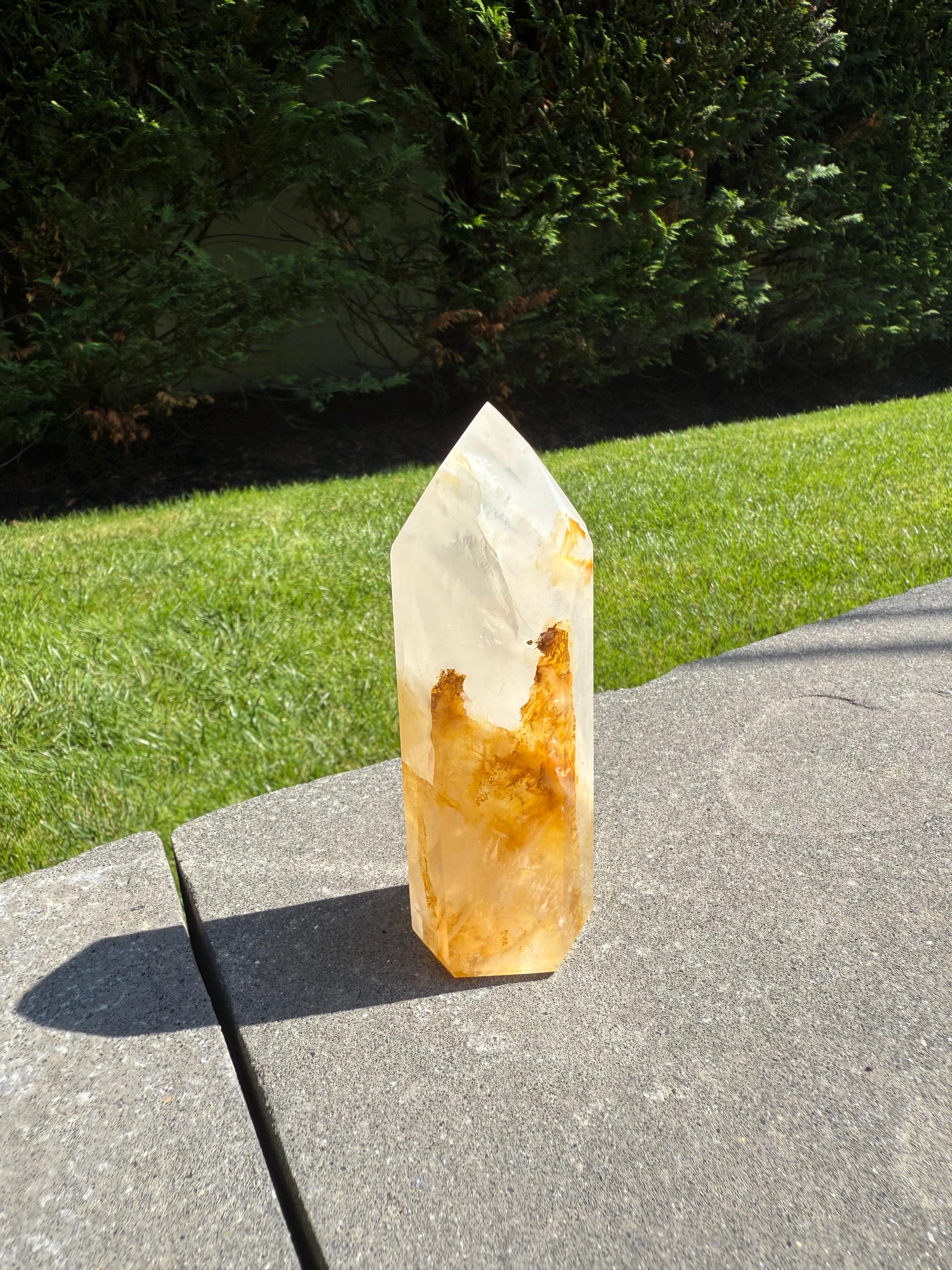 Golden Healer & Girasol Quartz Crystal Tower • Brazil • Polished Crystal Point • Healing Stone • Mineral Specimen 13