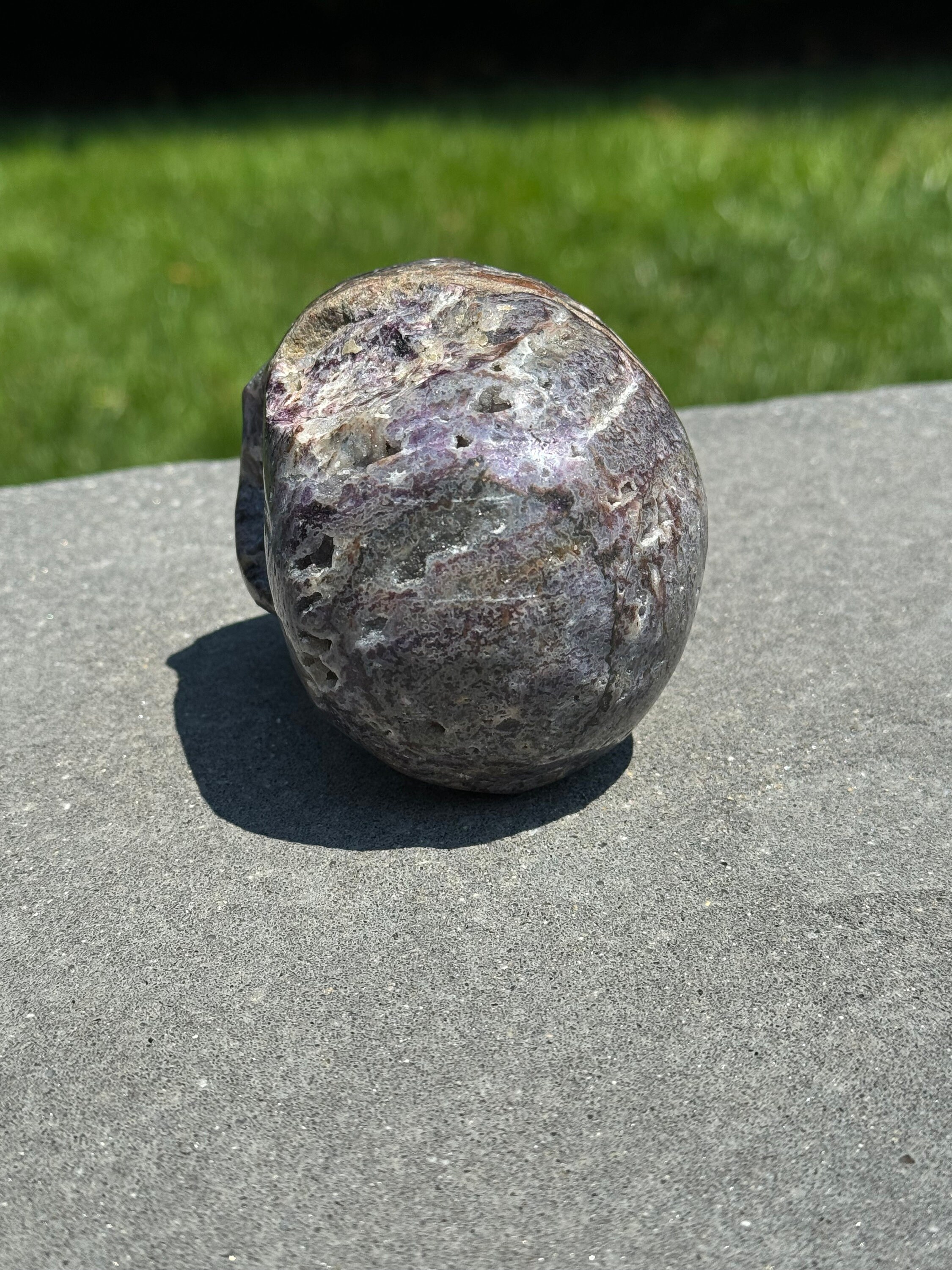Purple Sphalerite Druzy Crystal Skull • Hand Carved Gemstone Spiritual Decor 7