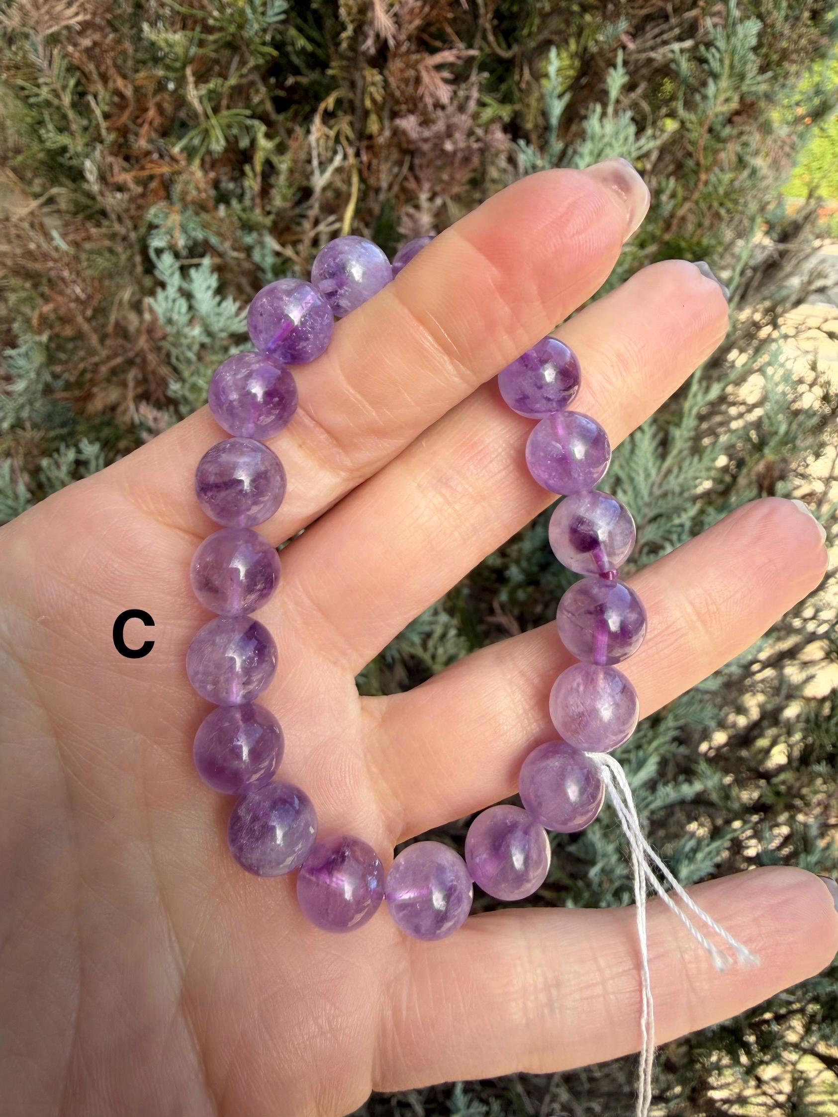 Natural Amethyst Crystal Beaded Bracelets • Polished Gemstone Healing Jewelry 17
