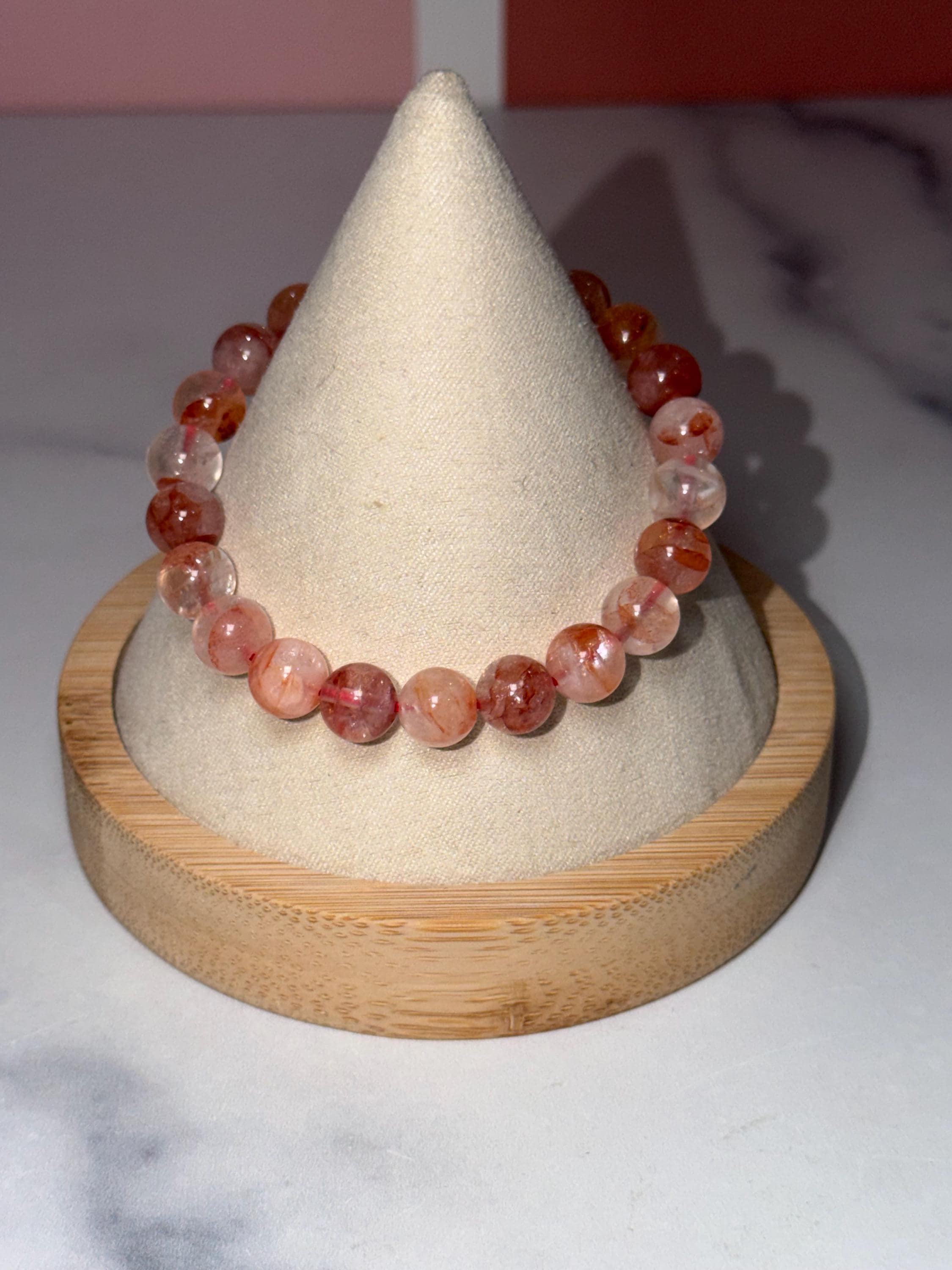 Fire Quartz Stretch Beaded Bracelet, Hematoid Quartz, Root Chakra Gemstone Jewelry, Energy Balance (8.5mm) 5