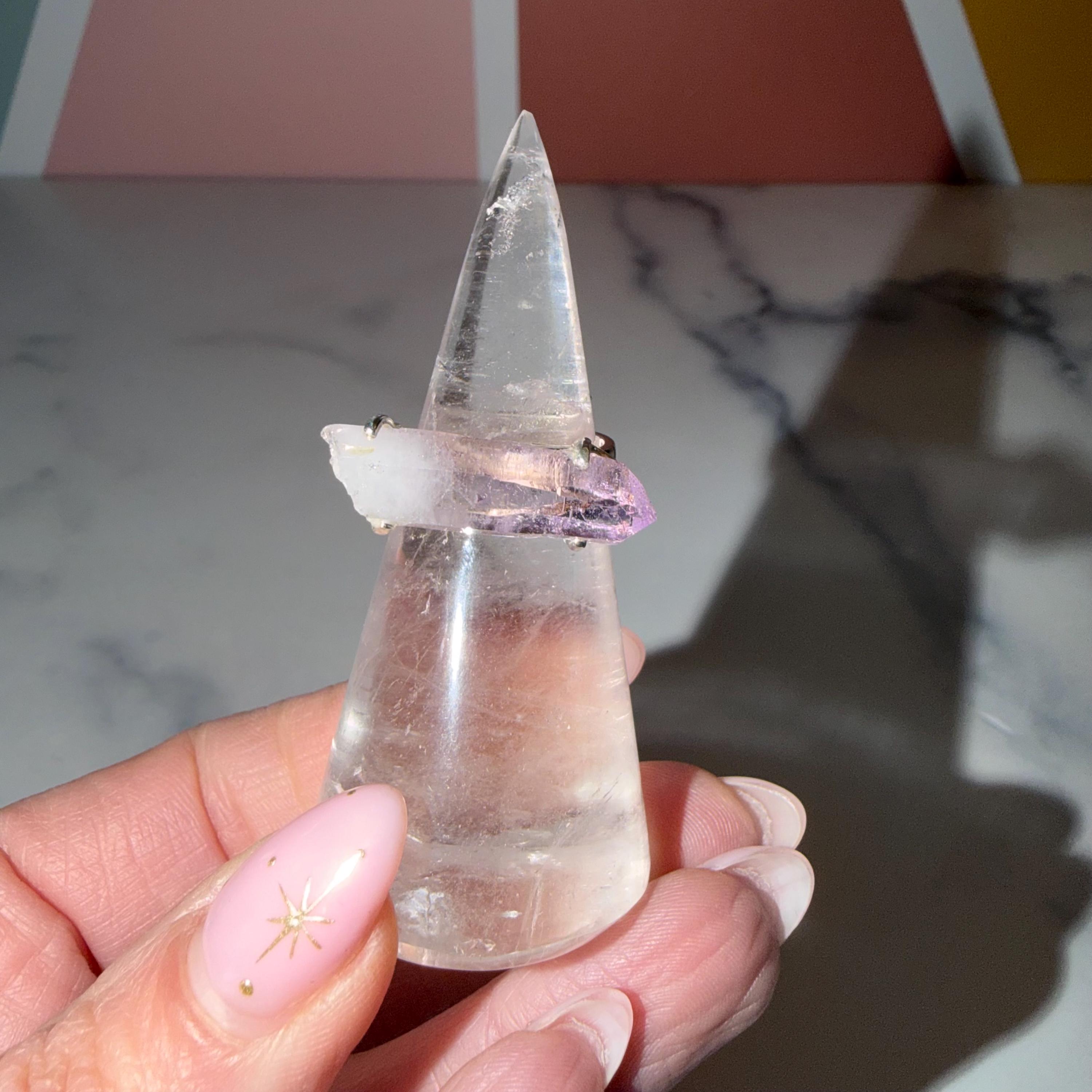 Raw Vera Cruz Amethyst Double Terminated Ring • Sterling Silver Size 7 • Healing Crystal Jewelry 5