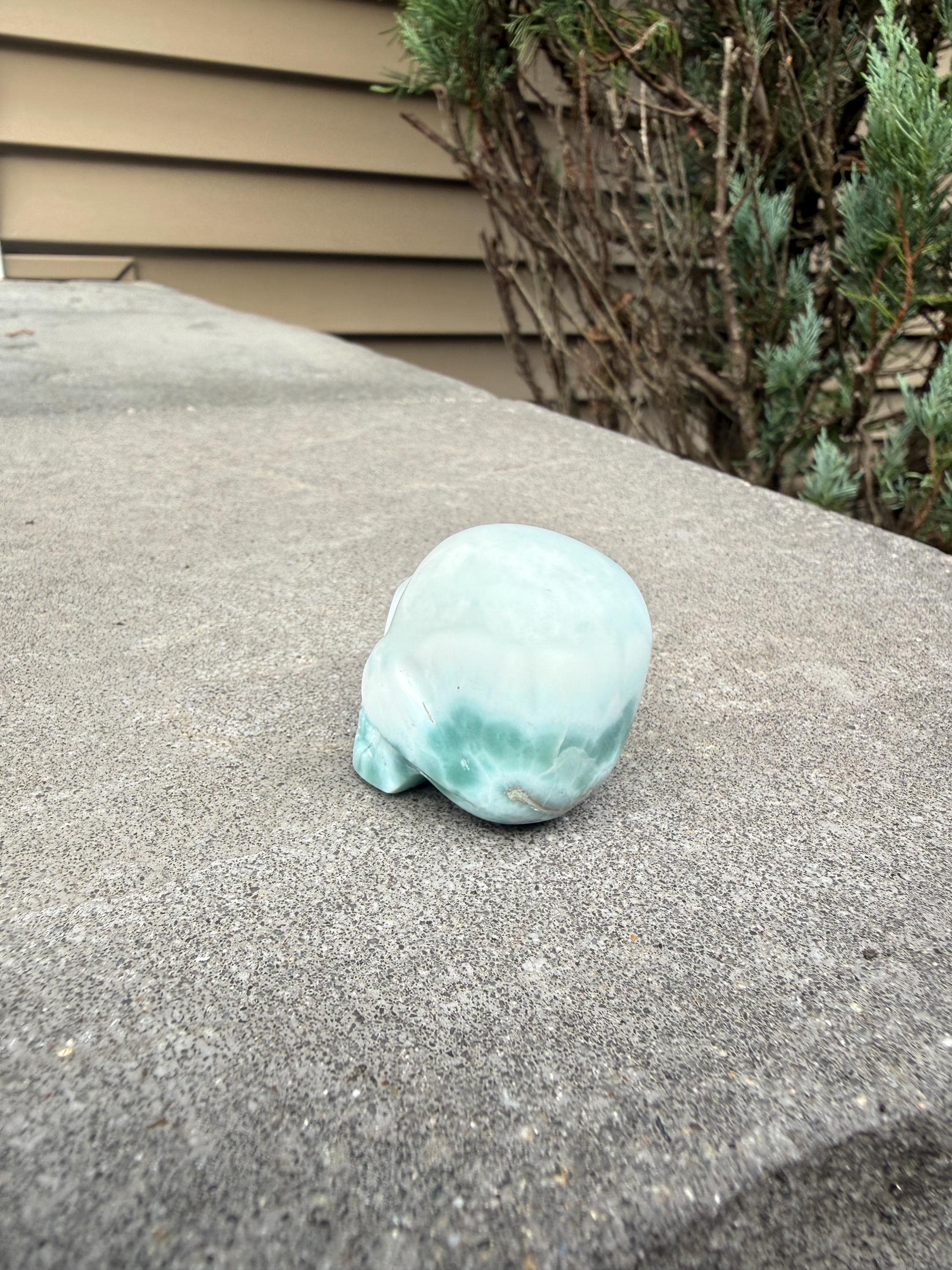 Larimar Skull Carving • Dominican Republic • Caribbean Blue Crystal Skull • Hand Carved Gemstone • Spiritual Decor 10
