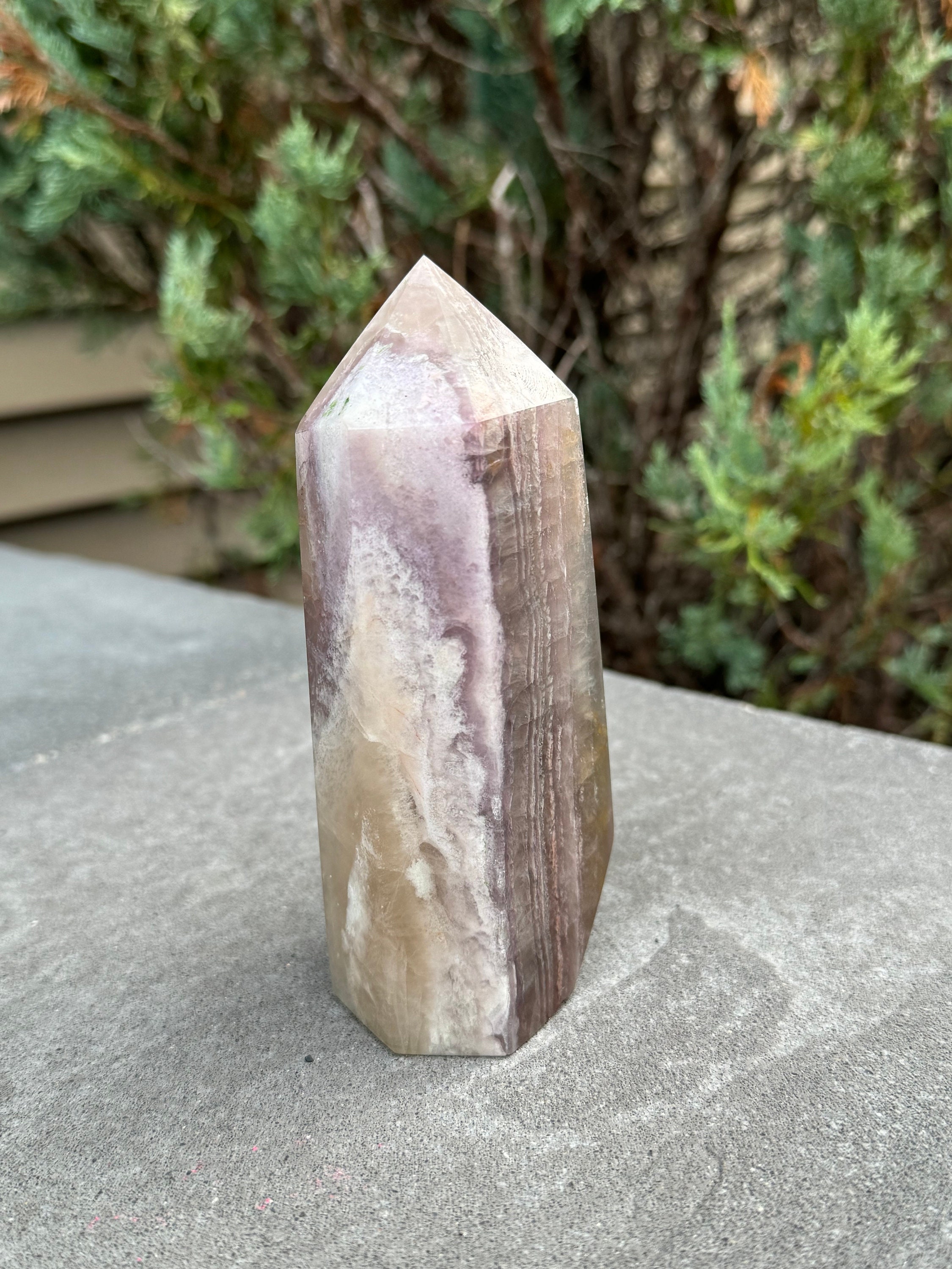 Banded Feather Fluorite Tower • Natural Crystal Decor, Healing Stone, Polished Point 8