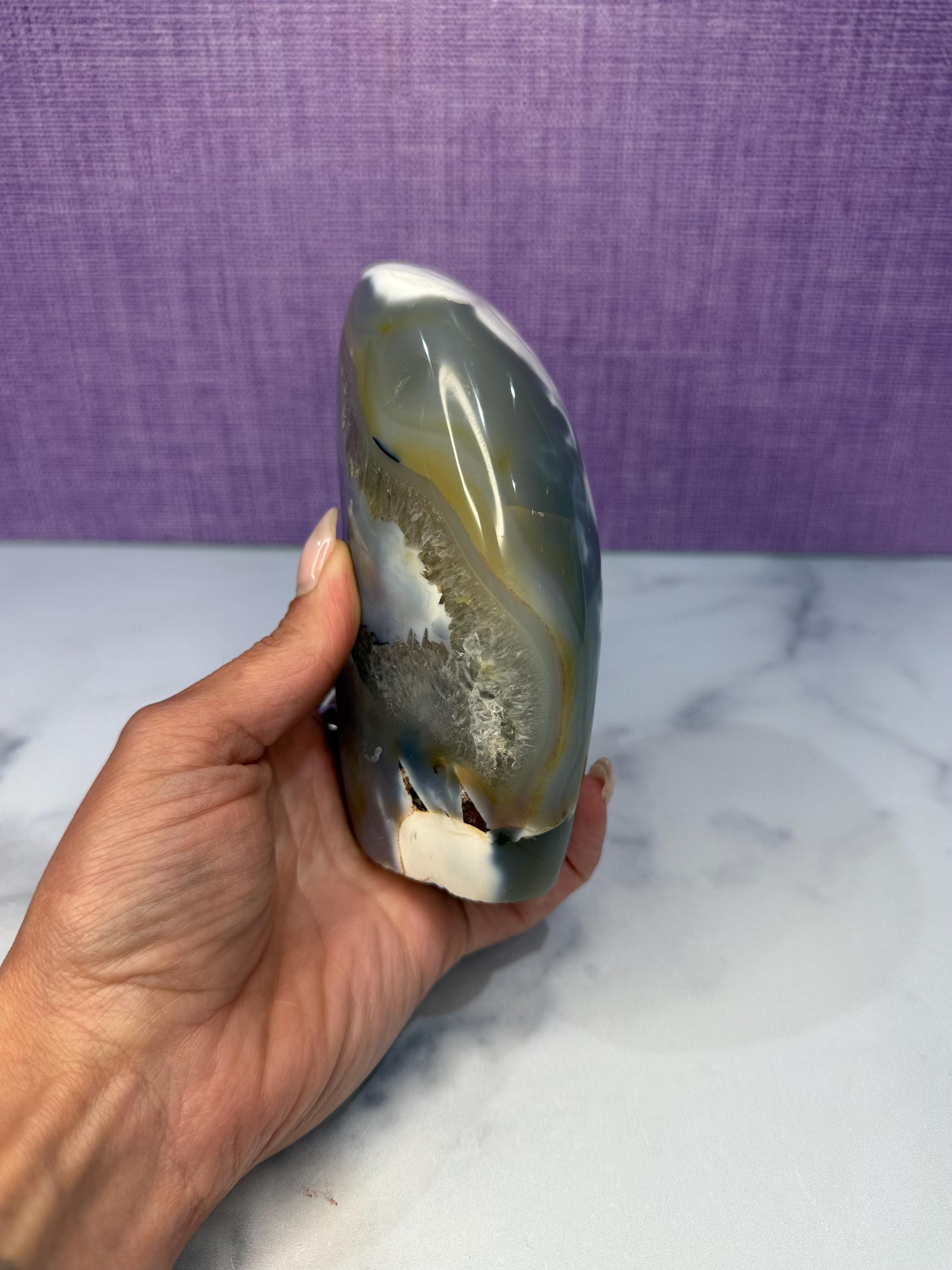 Orca Agate Freeform, Madagascar Dendritic Crystal, Spiritual Healing Stone Decor 4