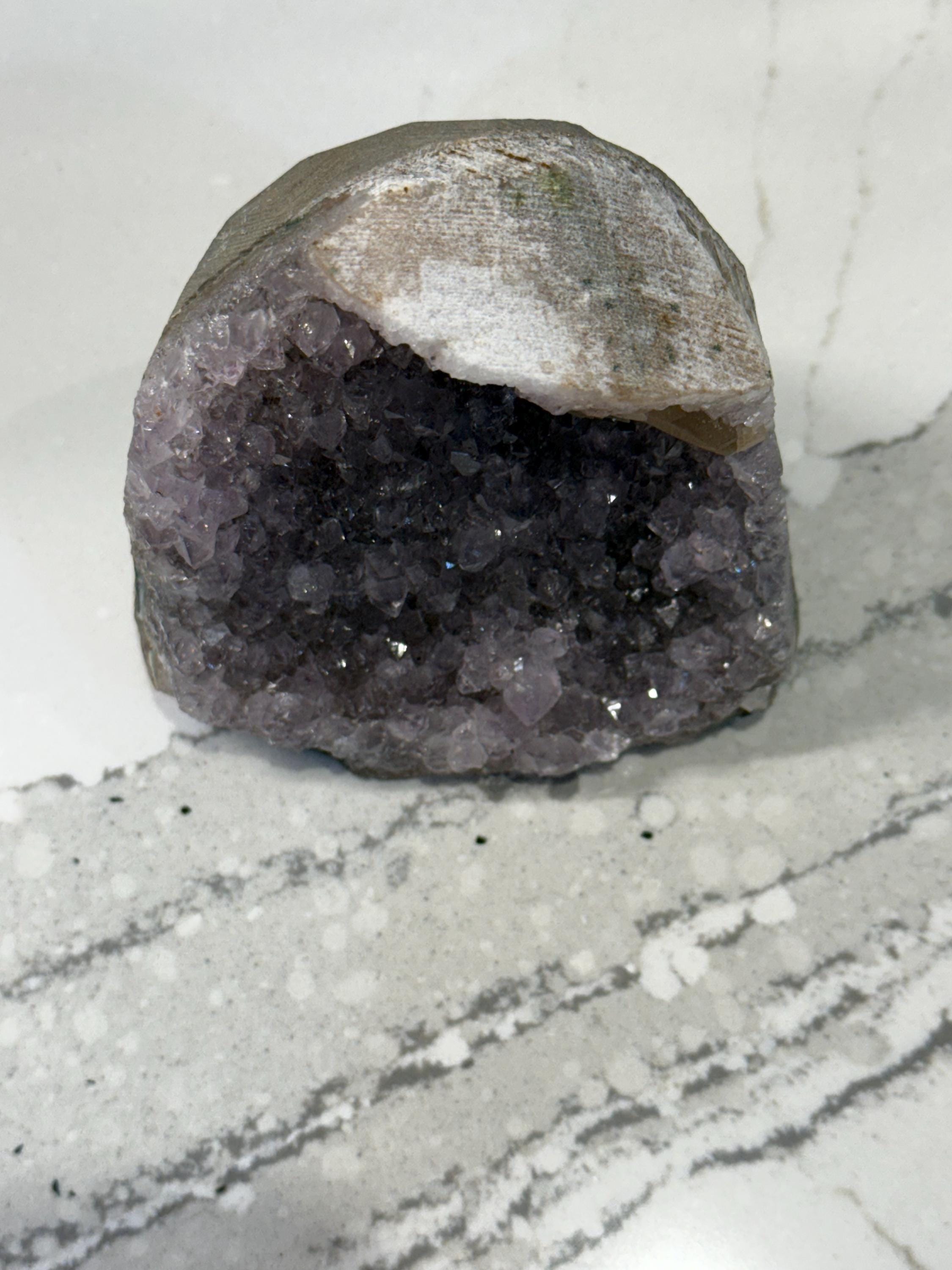Purple Amethyst Calcite Cluster, Raw Crystal Cut Base, Healing Stone, Druzy Specimen, Home Decor 8