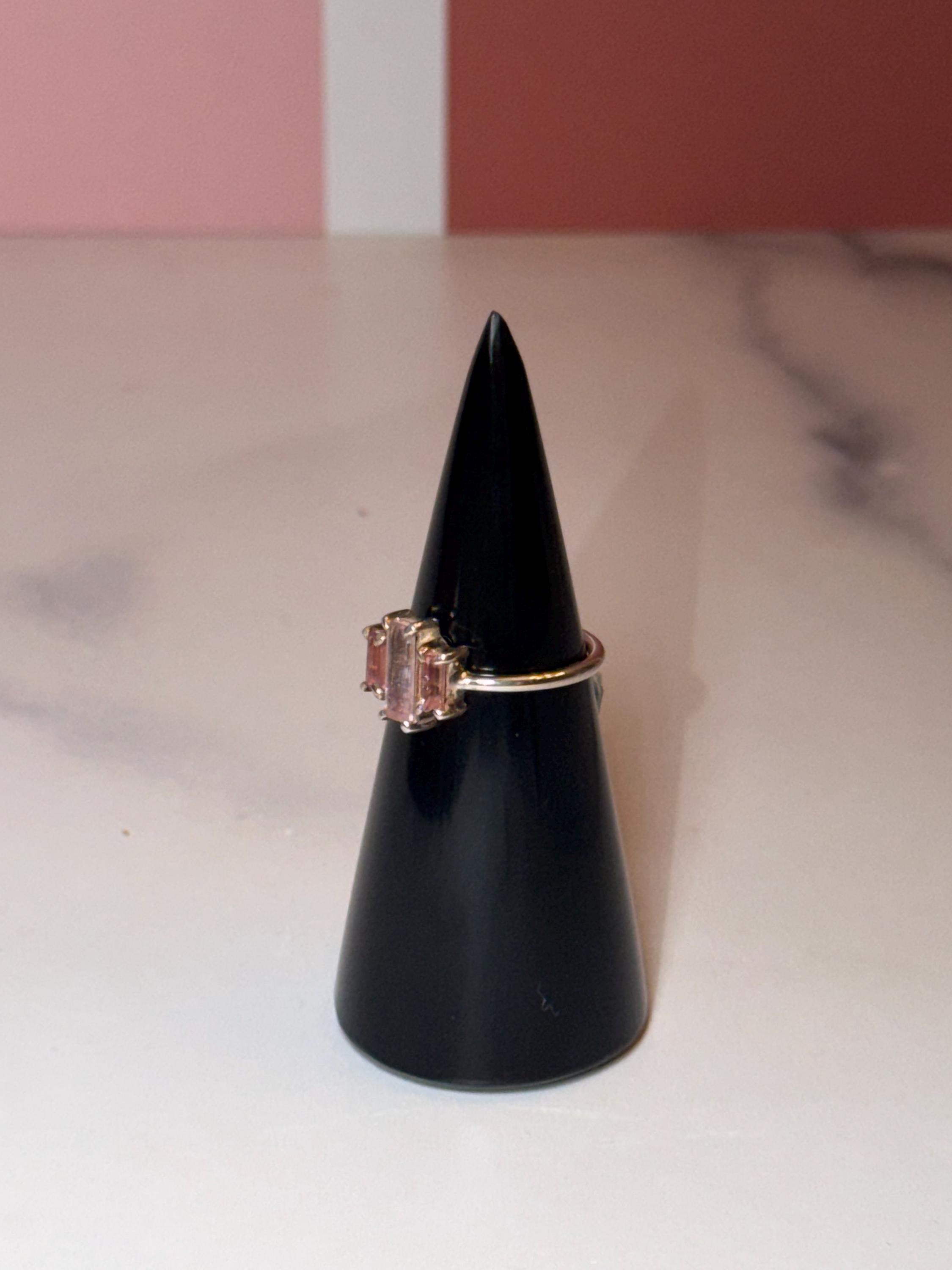 Faceted Pink Tourmaline Sterling Silver Ring • Dainty Boho Gemstone Jewelry (size 7) 8