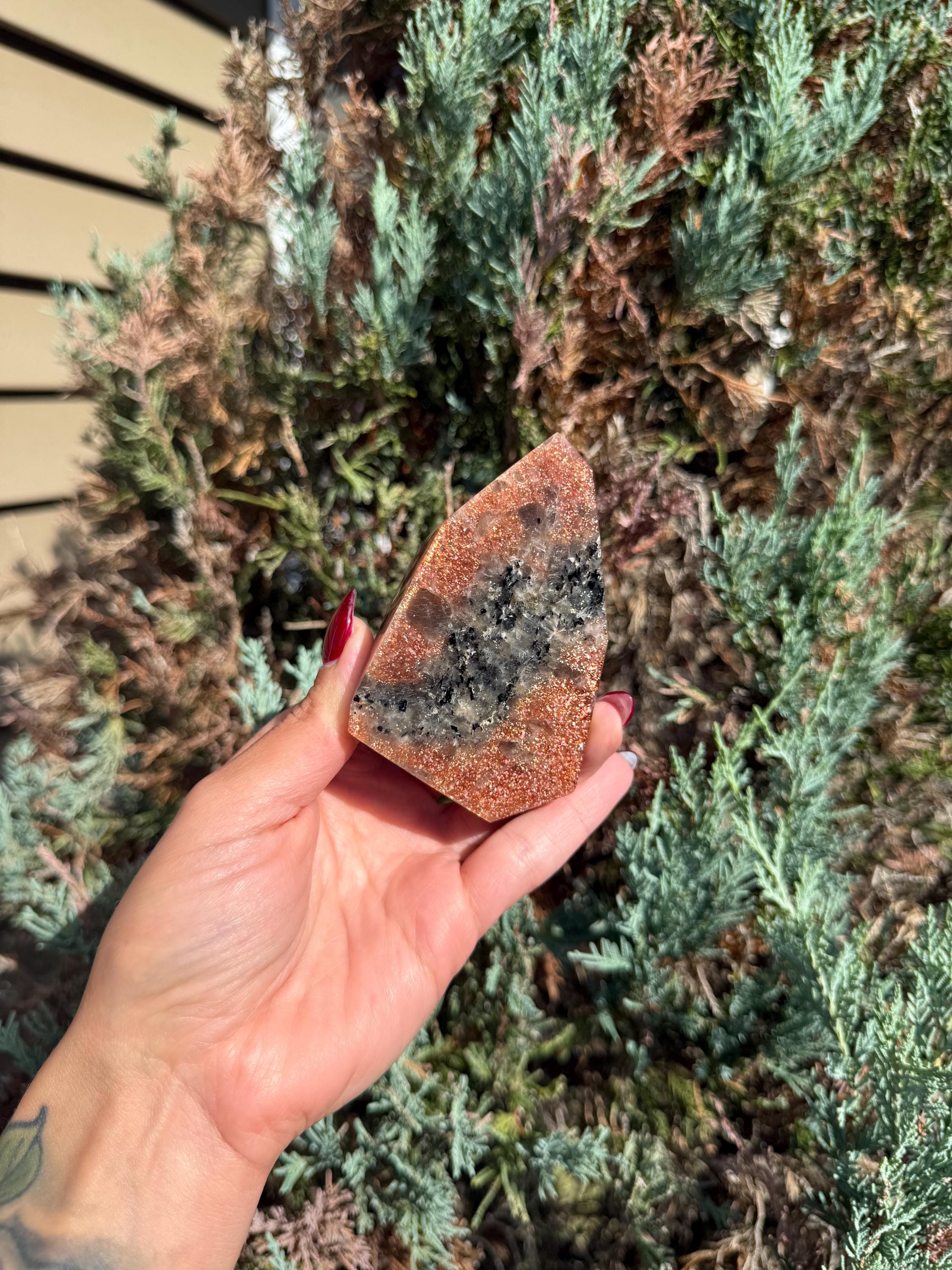 Confetti Sunstone Crystal Freeform • High Flash Polished Stone • Orange Sparkle Gemstone • Healing Crystal Decor 9