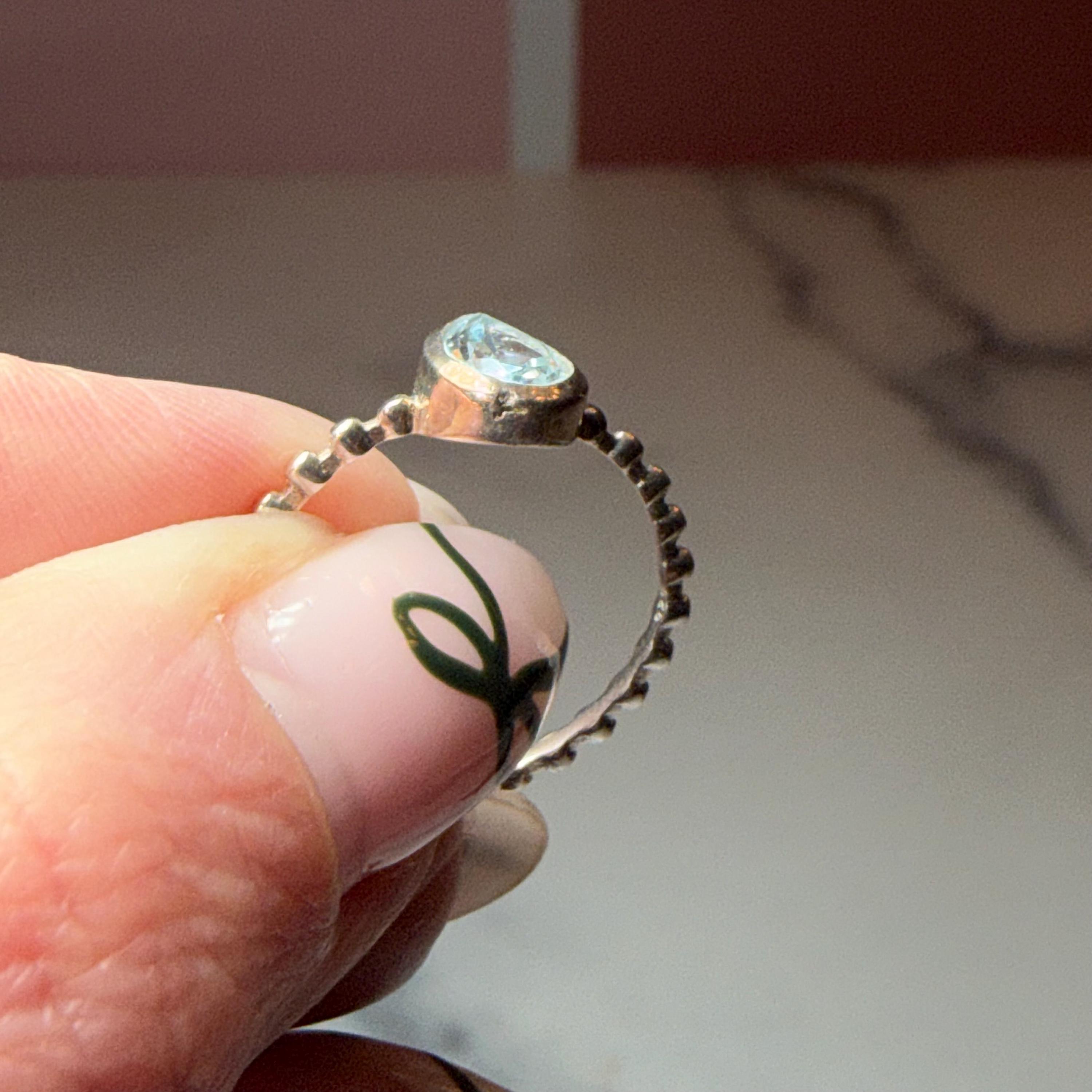 Sterling Silver Teardrop Blue Topaz Ring, Dainty Minimalist Jewelry, December Birthstone (size 7) 3