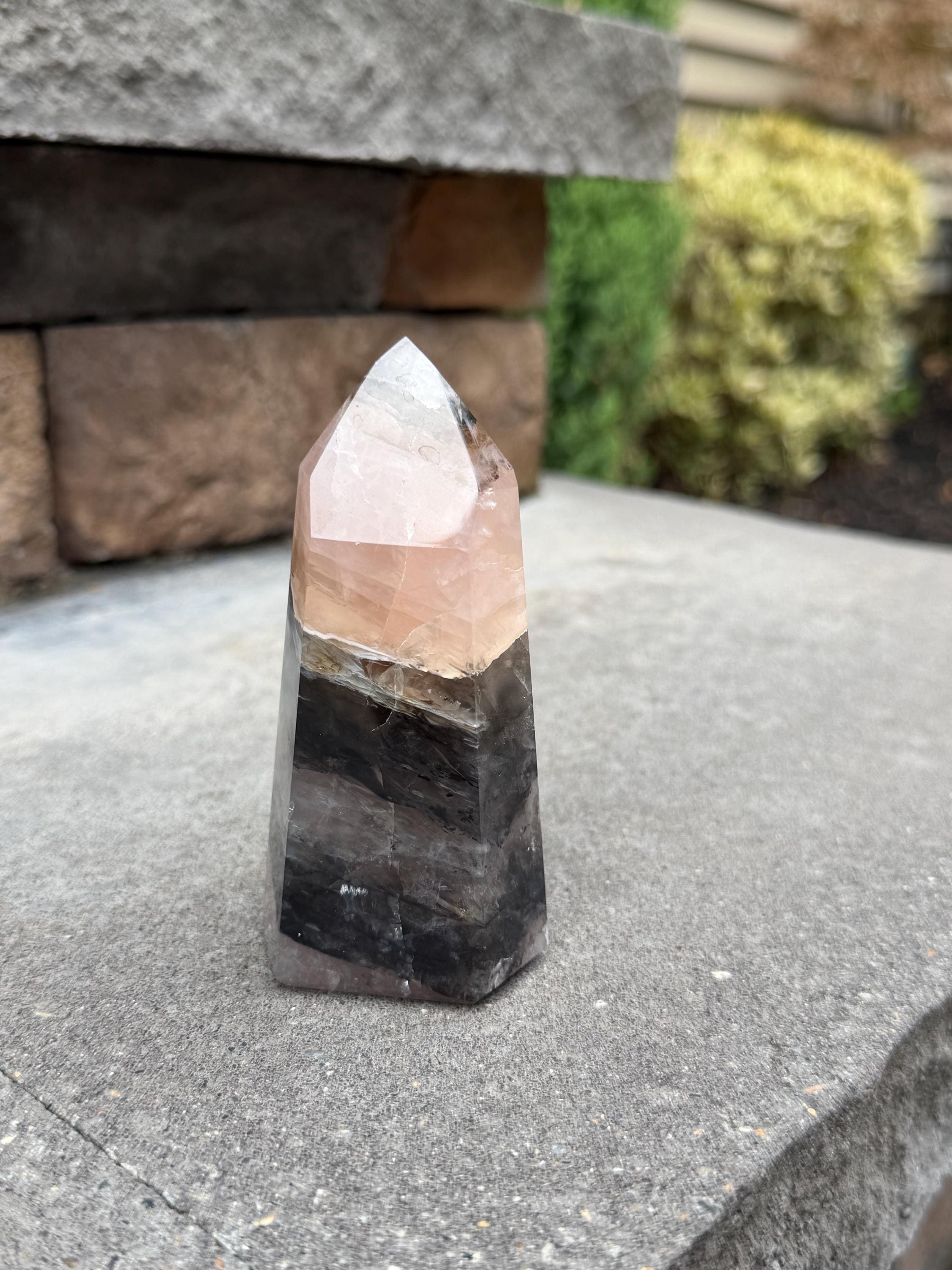 Rose Quartz Tower with Black Mineral Inclusions 6