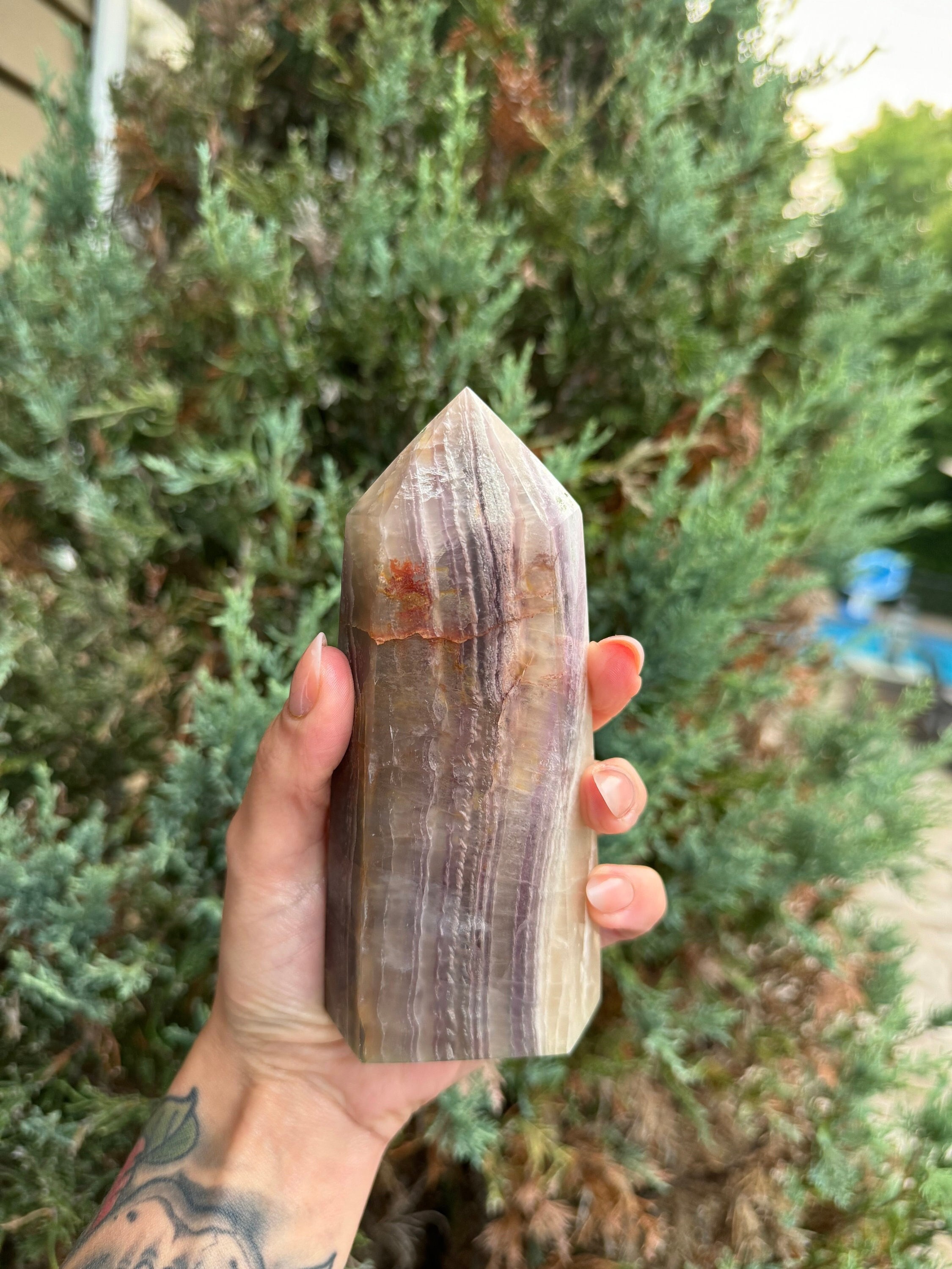 Banded Feather Fluorite Tower • Natural Crystal Decor, Healing Stone, Polished Point 2