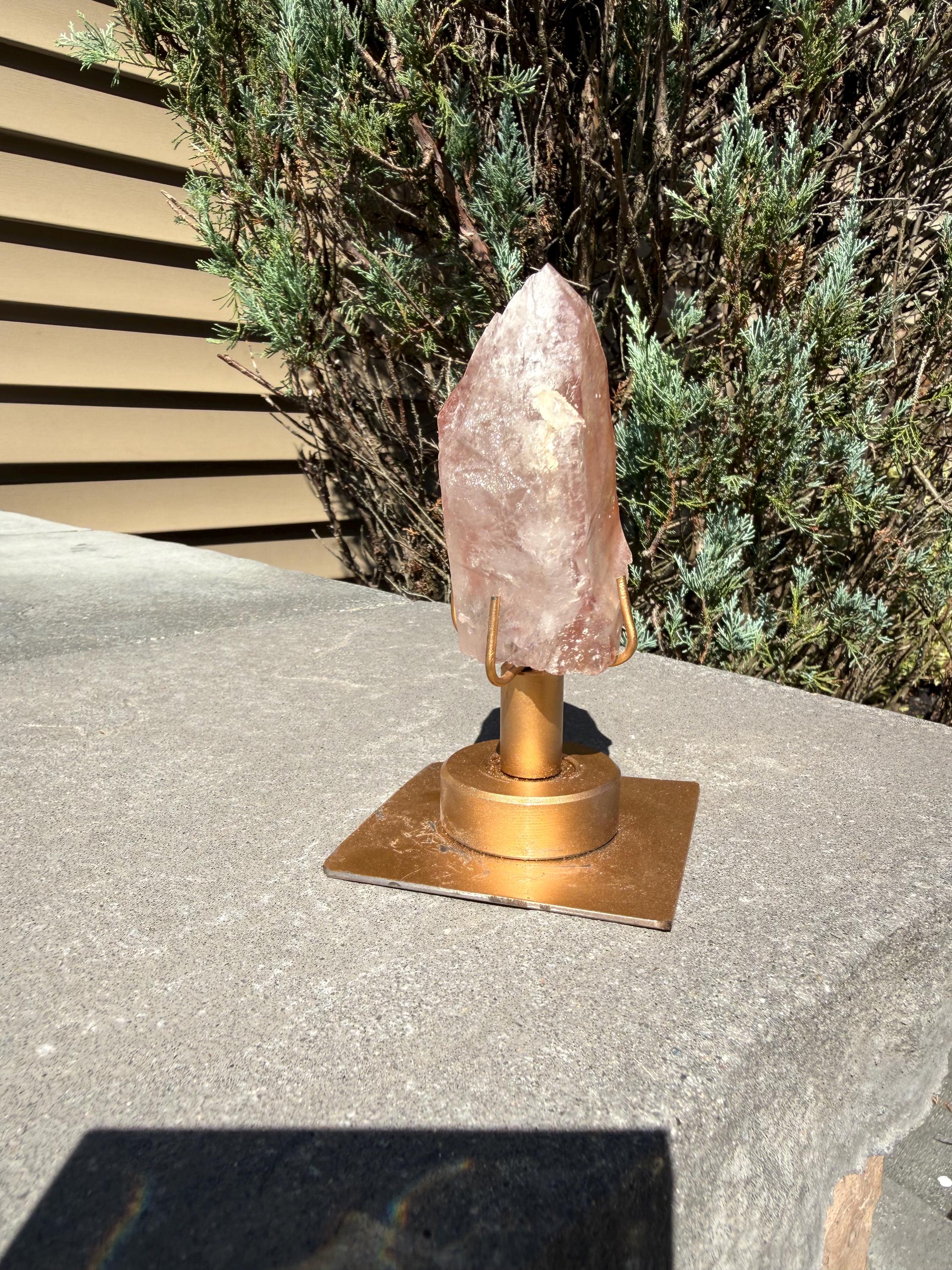 Pink Lithium Quartz Crystal Point on Stand • High Vibration Healing Stone • Spiritual Decor 3