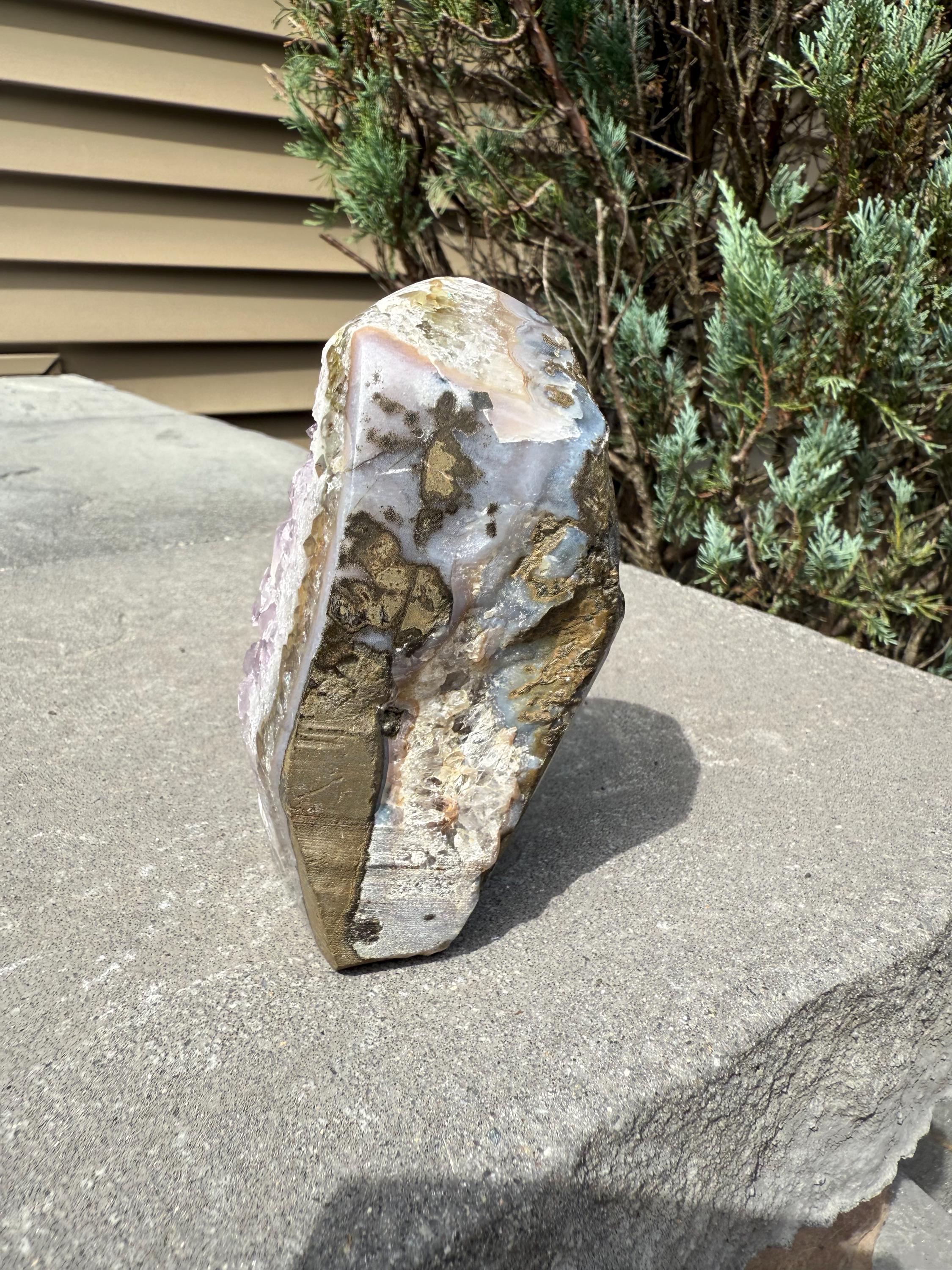 Purple Amethyst & Agate Druzy Cut Base • Banded Crystal Geode • Home Decor • Healing Mineral Specimen 12