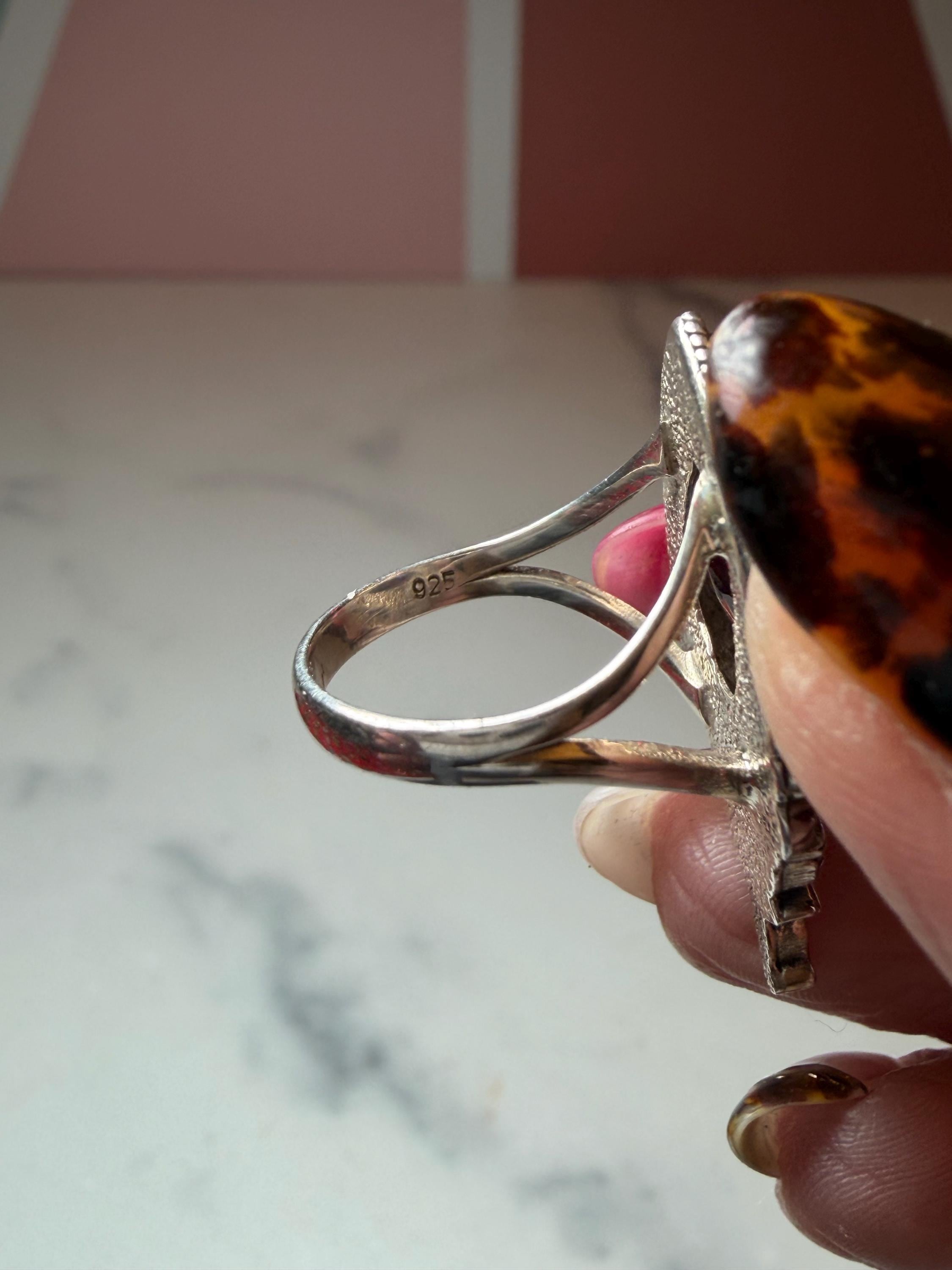 Faceted Amethyst Luna Moth Ring • Sterling Silver • Gothic Boho Crystal Statement Jewelry (size 7) 10
