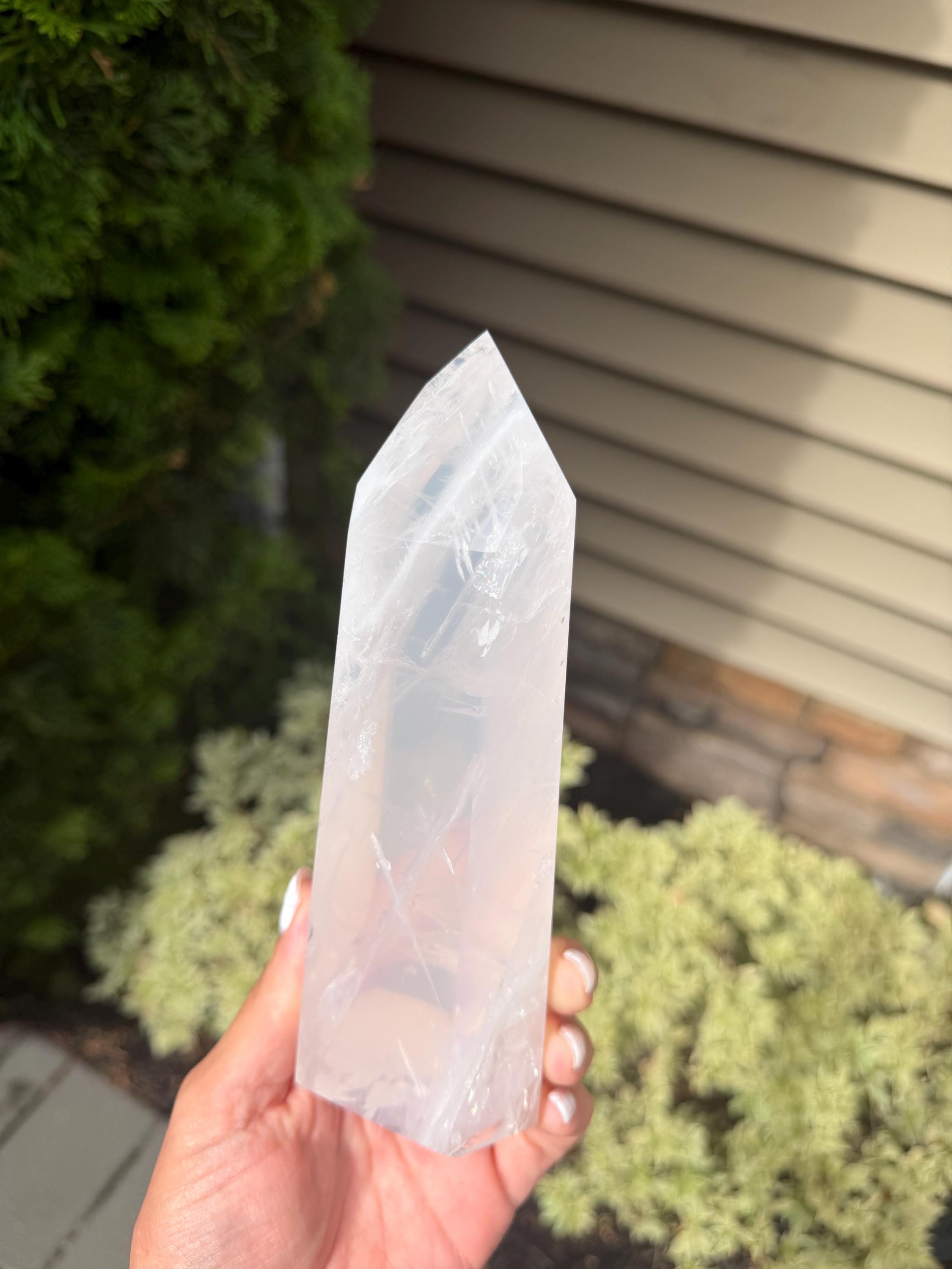XL Girasol Quartz Crystal Tower • Milky Opalescent Glow • Polished Crystal Point 2