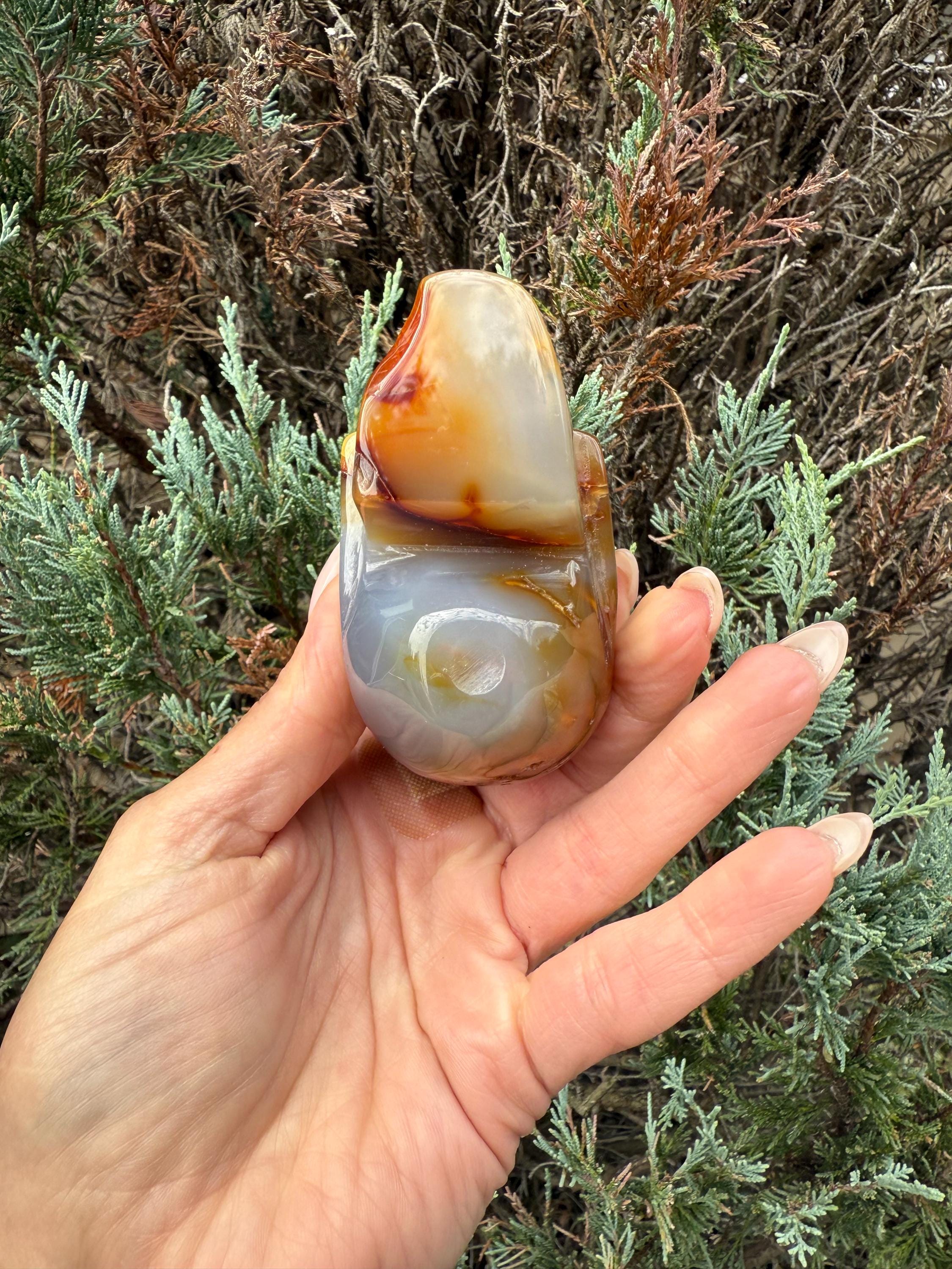 Druzy Carnelian Agate Crystal Skull, Hand Carved Stone, Natural Healing Decor 9